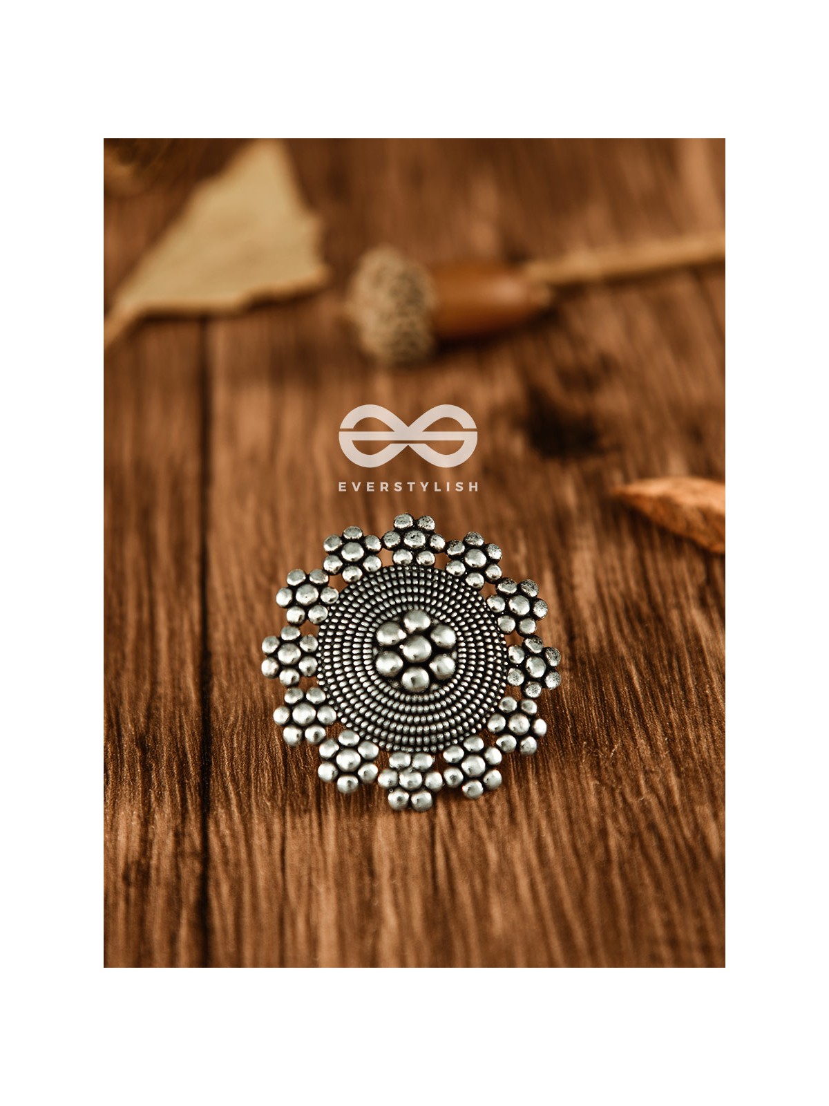 The Floral Artwork - Oxidised Boho Ring