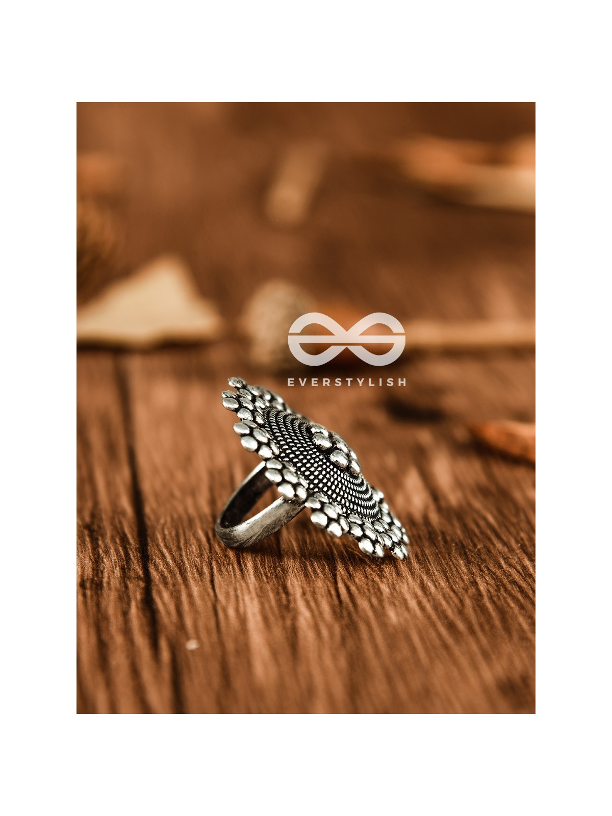 The Floral Artwork - Oxidised Boho Ring