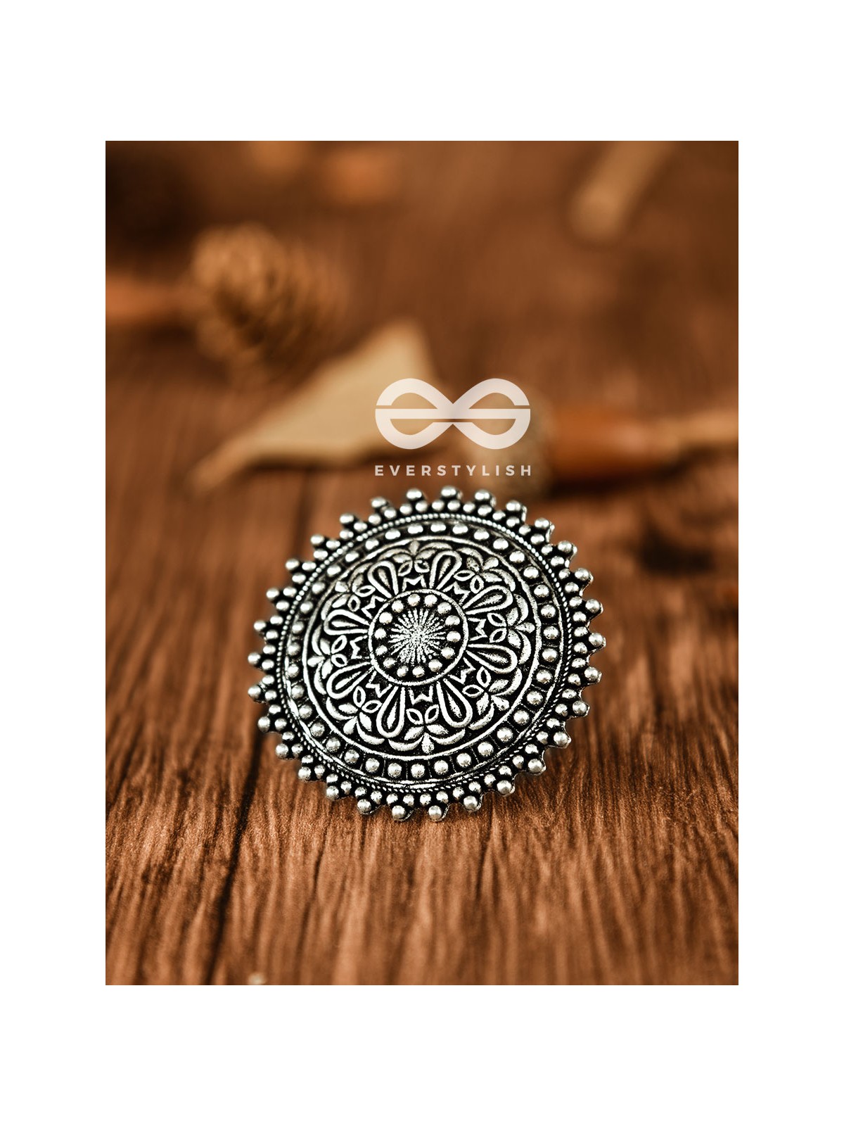 The Floral Symmetry - Oxidised Boho Ring