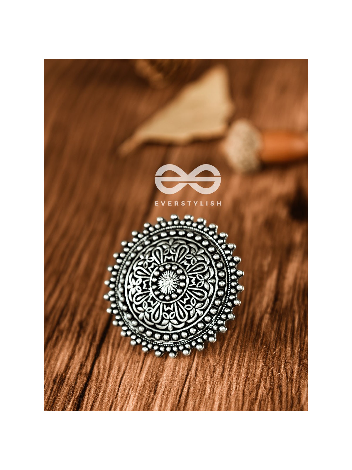 The Floral Symmetry - Oxidised Boho Ring