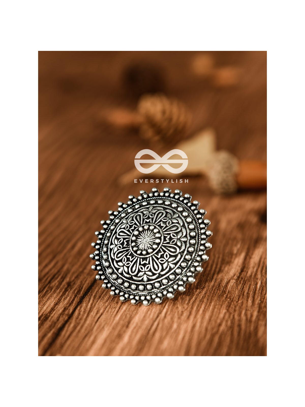 The Floral Symmetry - Oxidised Boho Ring