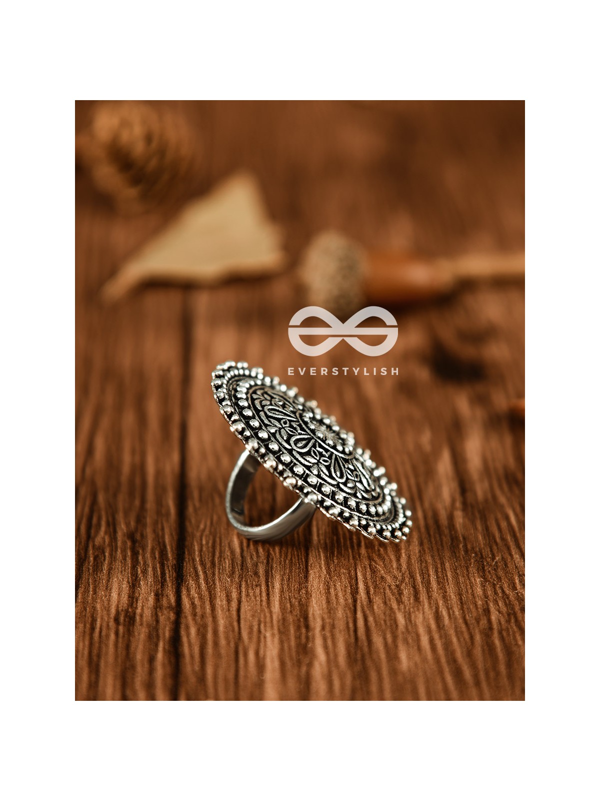The Floral Symmetry - Oxidised Boho Ring