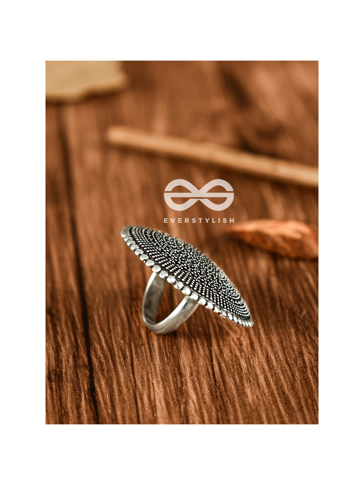 The Geometric Mesh - Oxidised Boho Ring