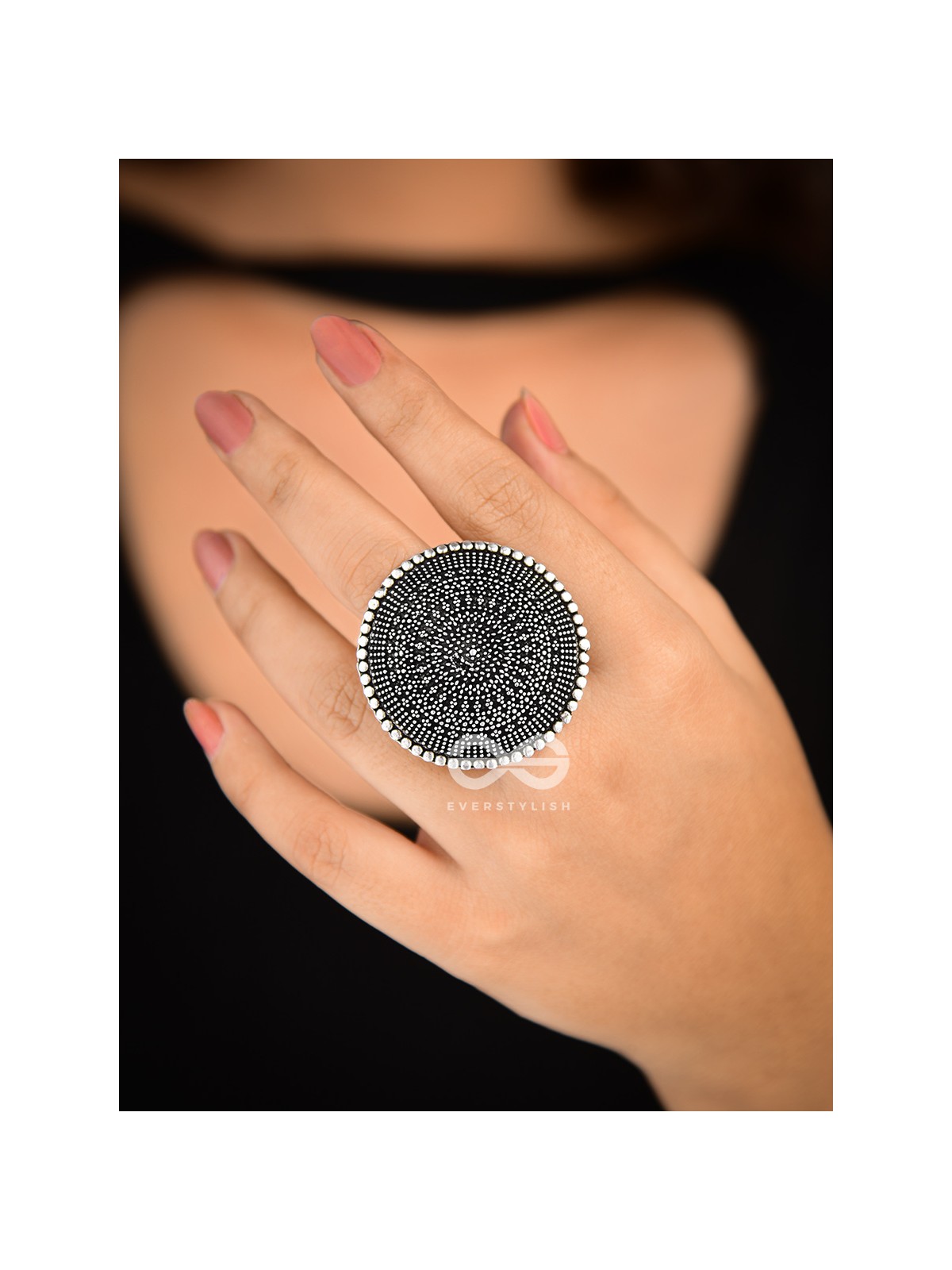 The Geometric Mesh - Oxidised Boho Ring