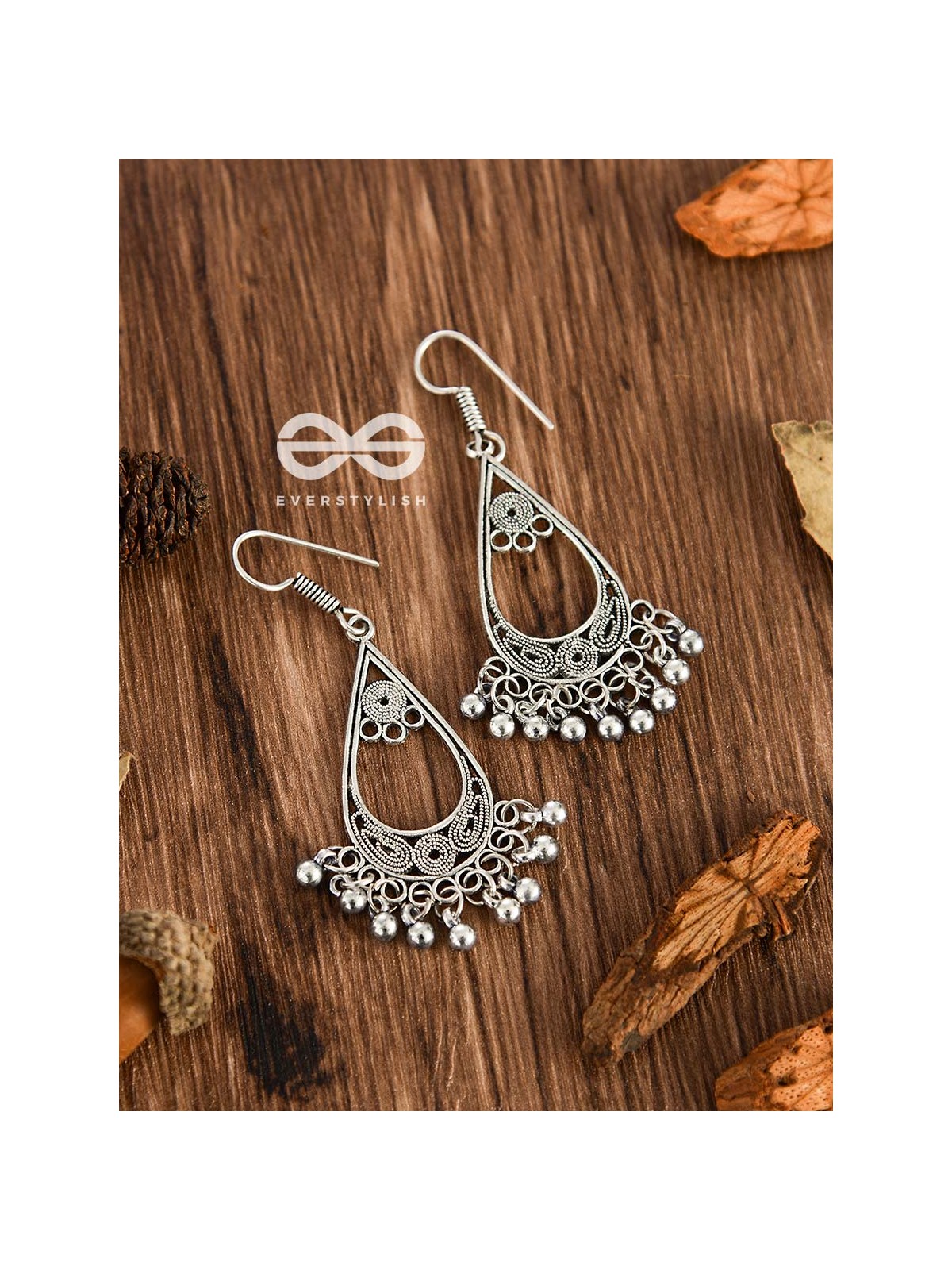 The Tribal Droplet Danglers - Oxidised Boho Earrings