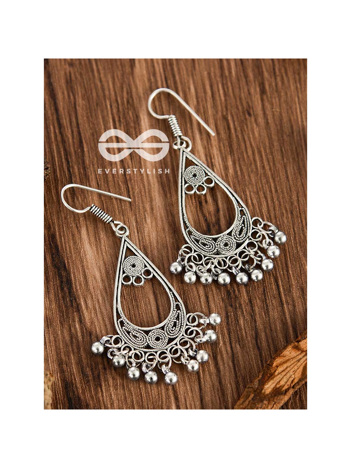 The Tribal Droplet Danglers - Oxidised Boho Earrings