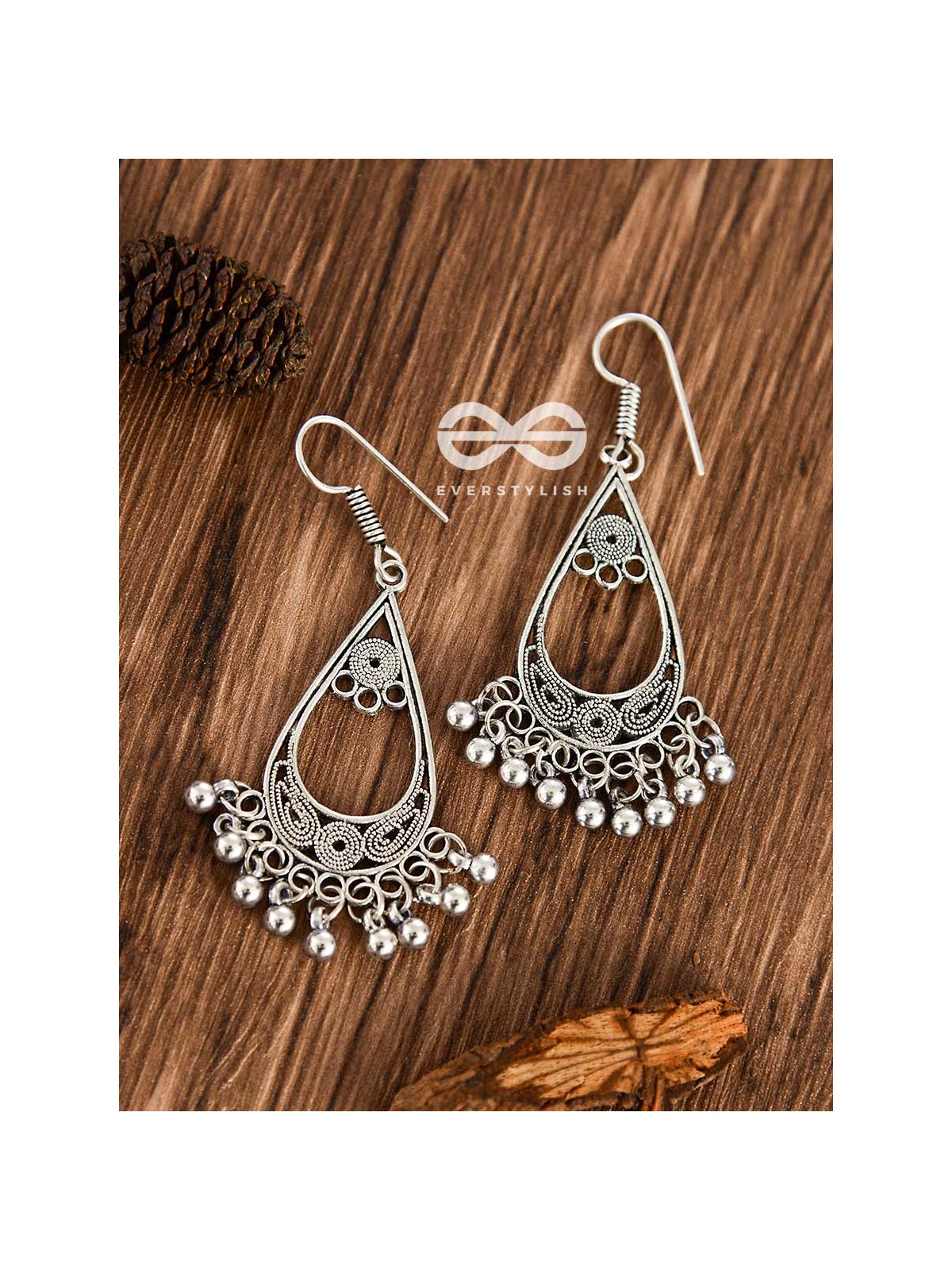 The Tribal Droplet Danglers - Oxidised Boho Earrings