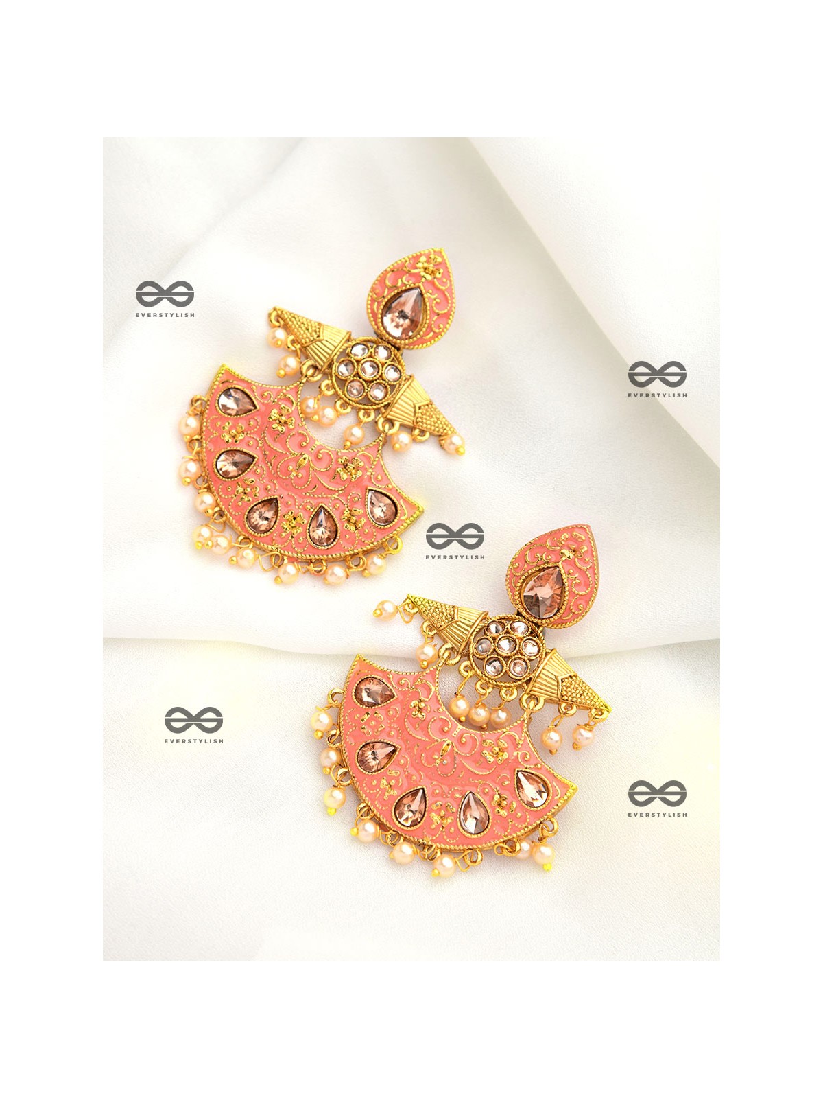 The Marvellous Meenakari Collection - Ira Earrings - Coral