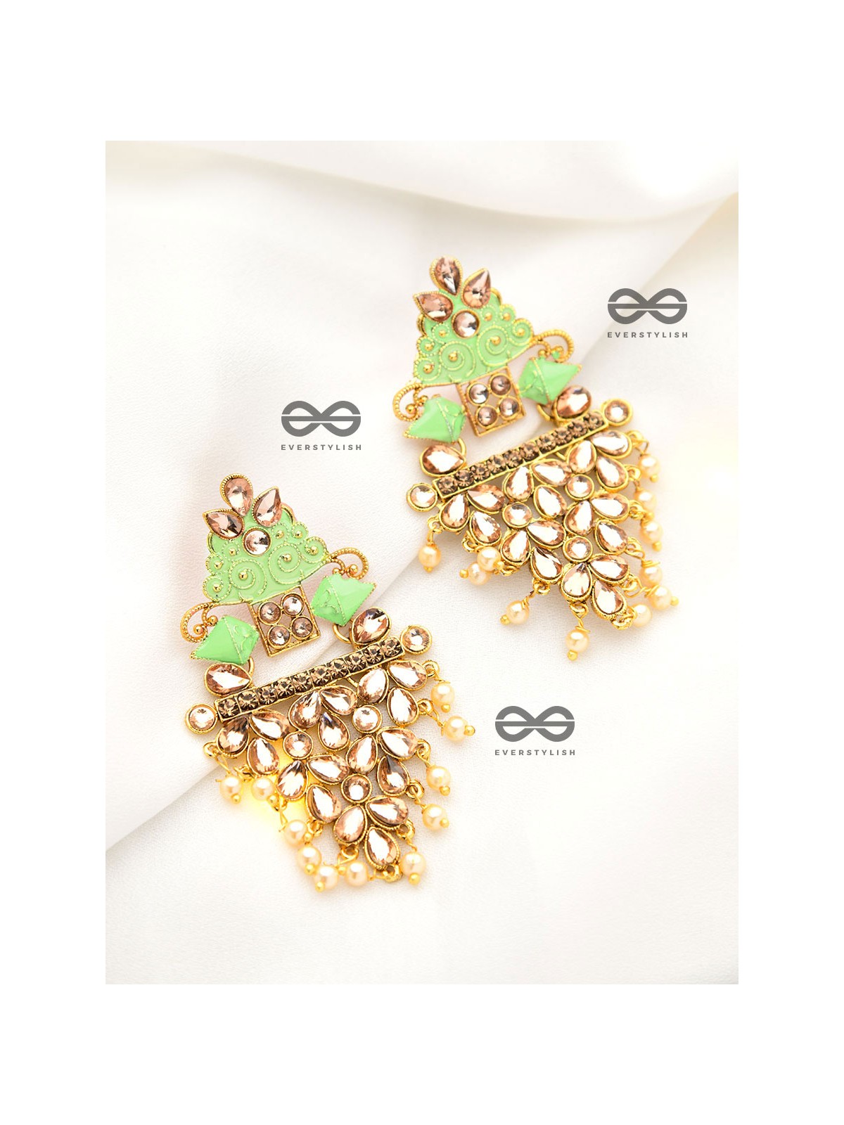 The Marvellous Meenakari Collection - Aanya Earrings - Green