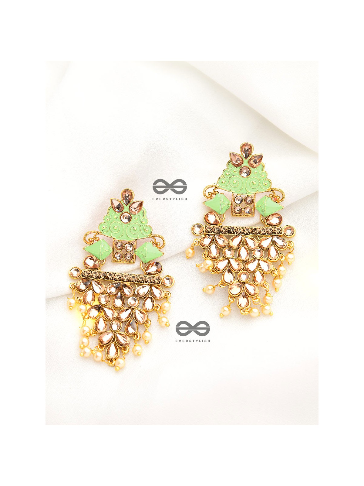 The Marvellous Meenakari Collection - Aanya Earrings - Green