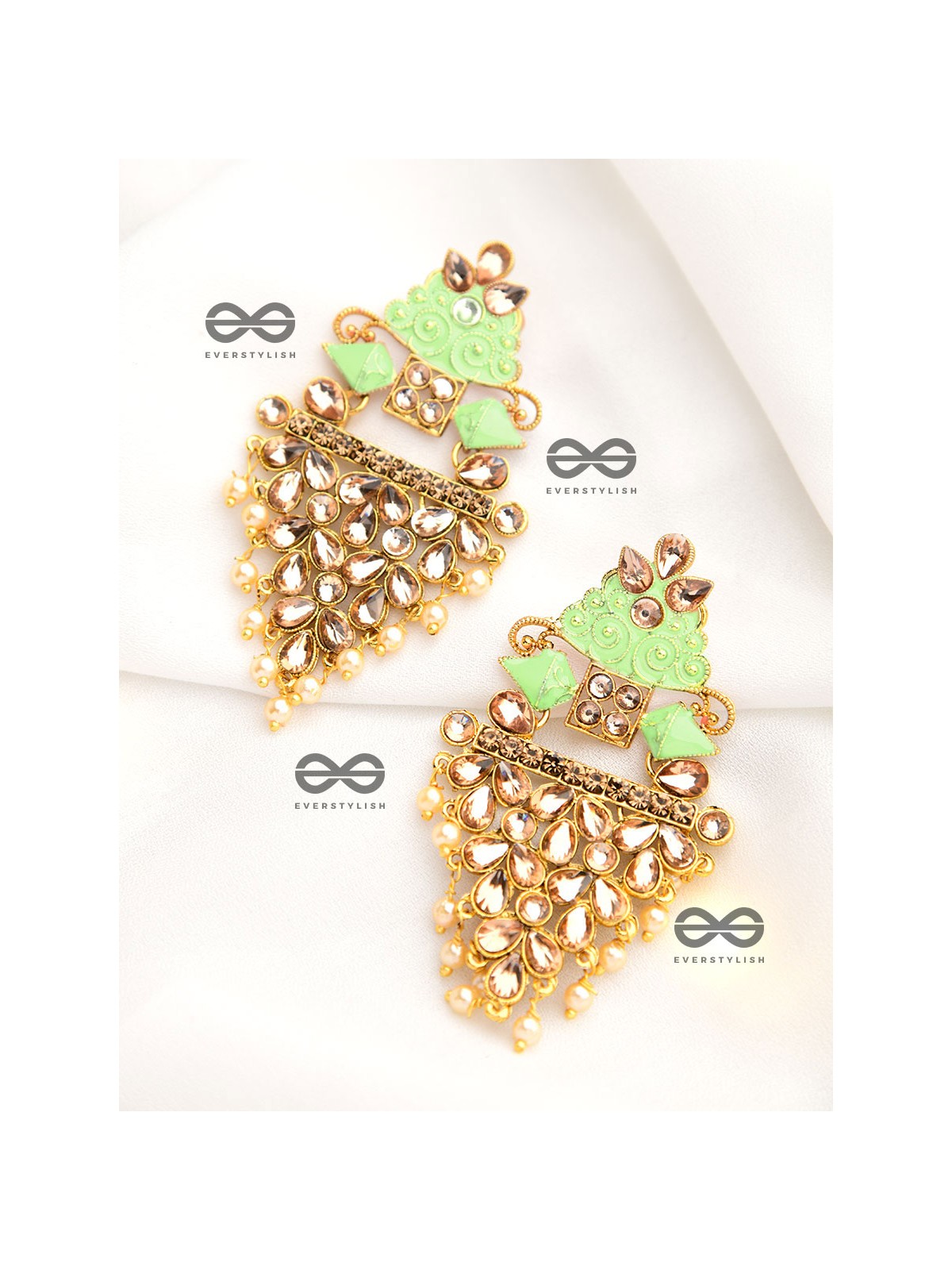 The Marvellous Meenakari Collection - Aanya Earrings - Green