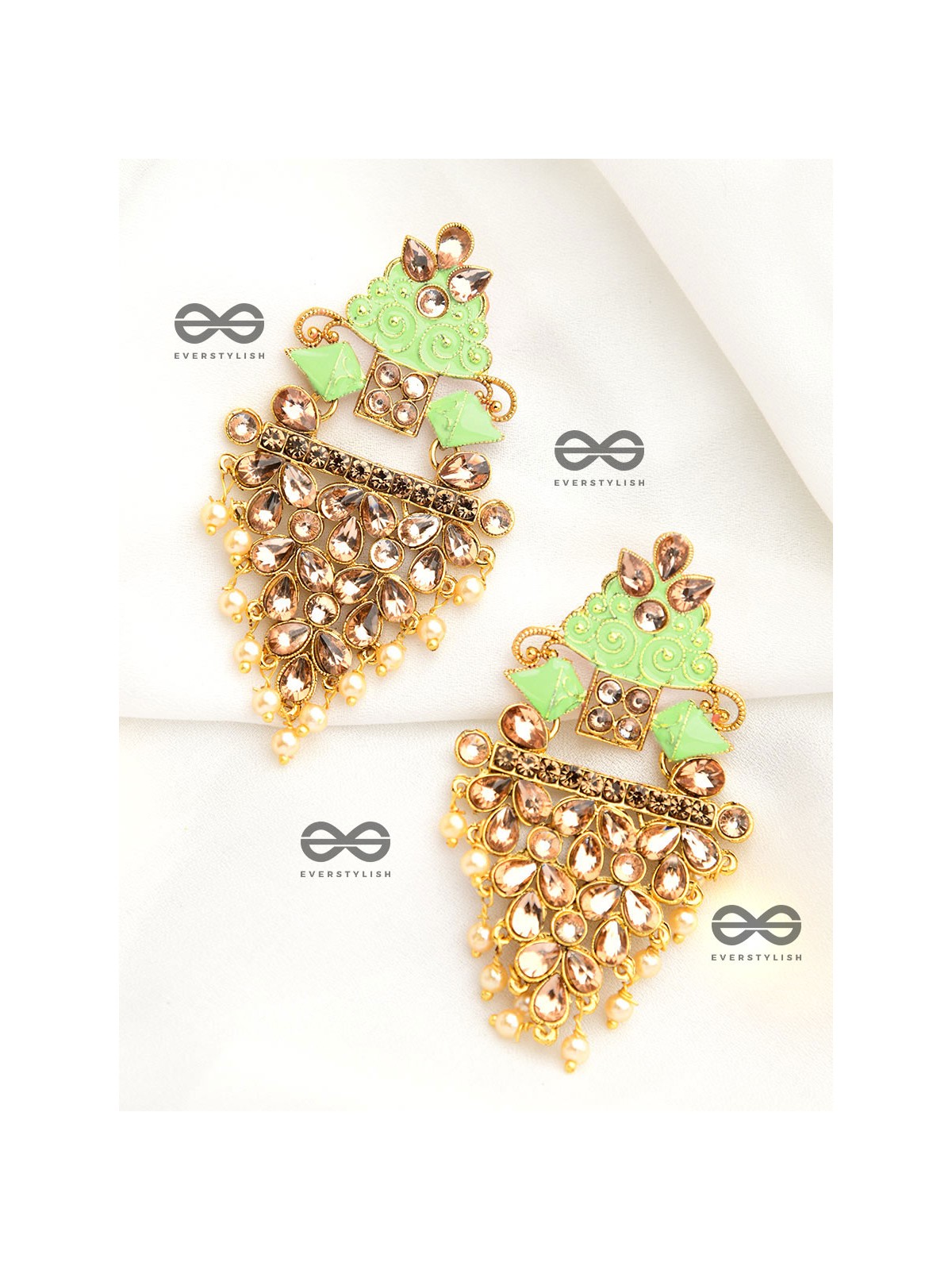 The Marvellous Meenakari Collection - Aanya Earrings - Green