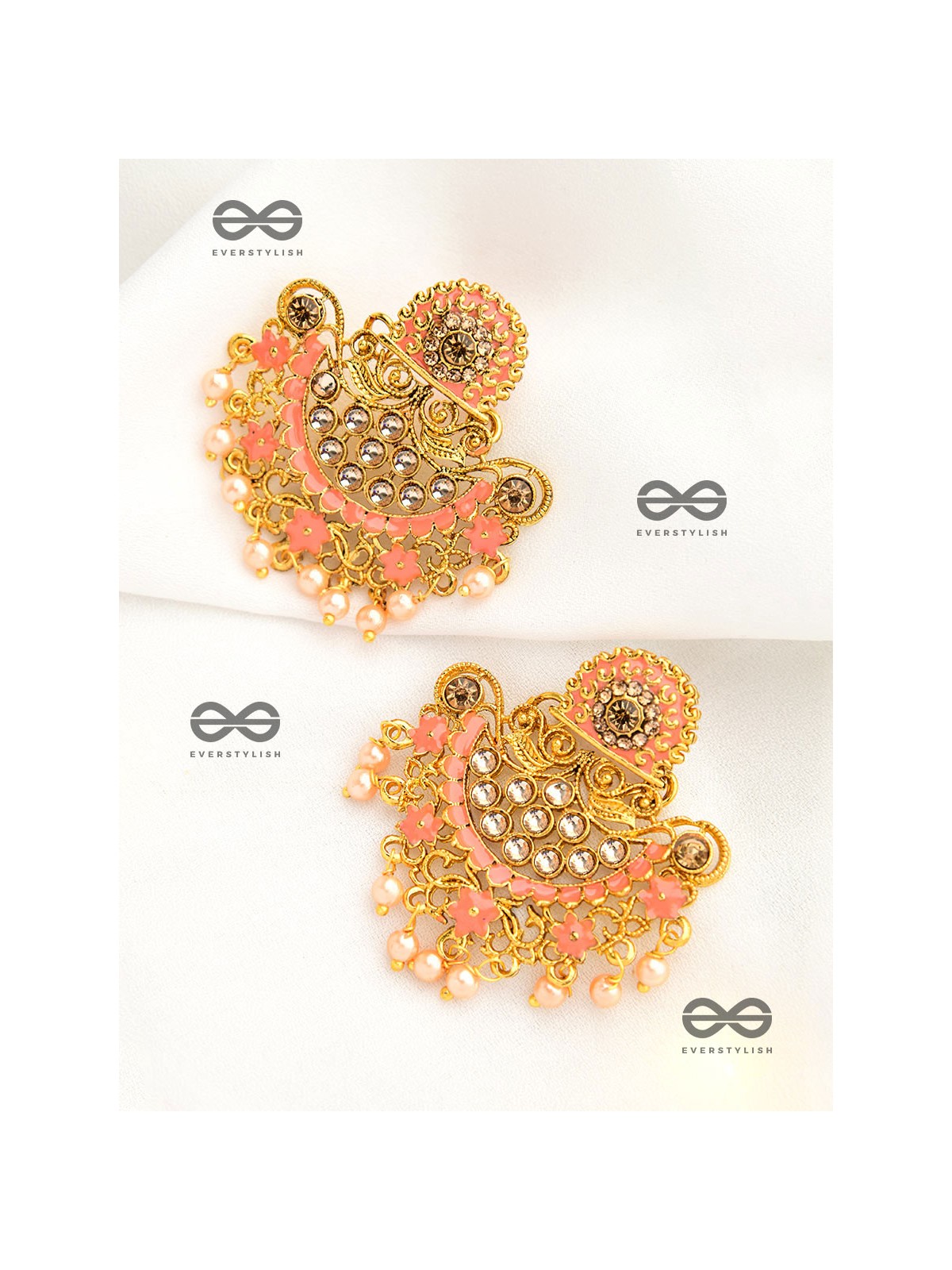 The Marvellous Meenakari Collection - Avani Earrings - Coral