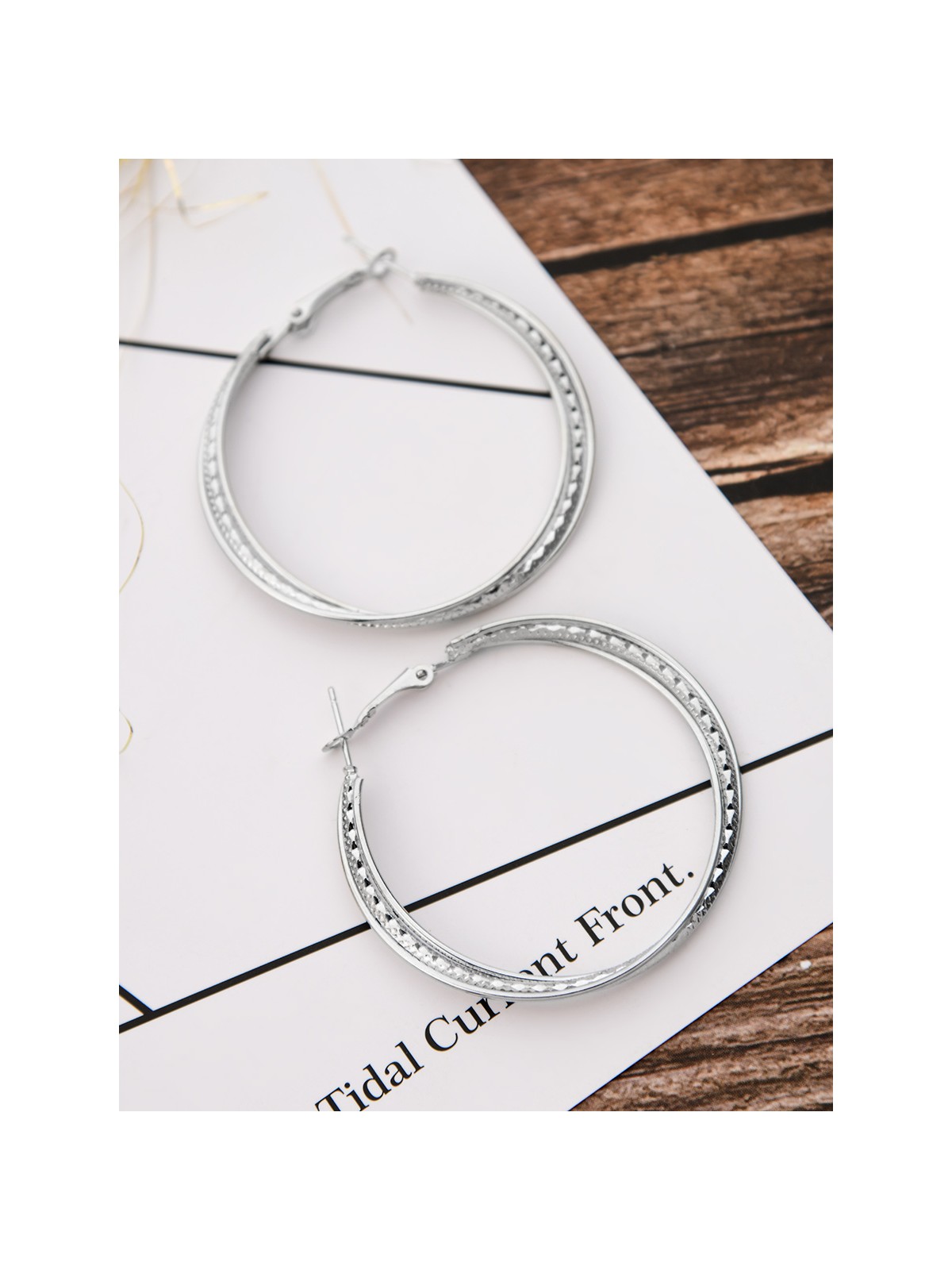 The Elegant Shimmer Triple Layered Hoops - Silver