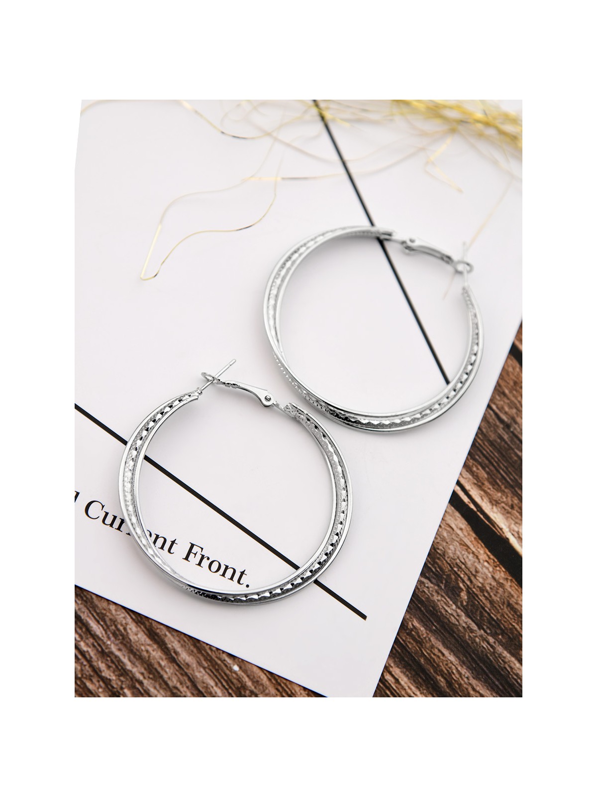 The Elegant Shimmer Triple Layered Hoops - Silver