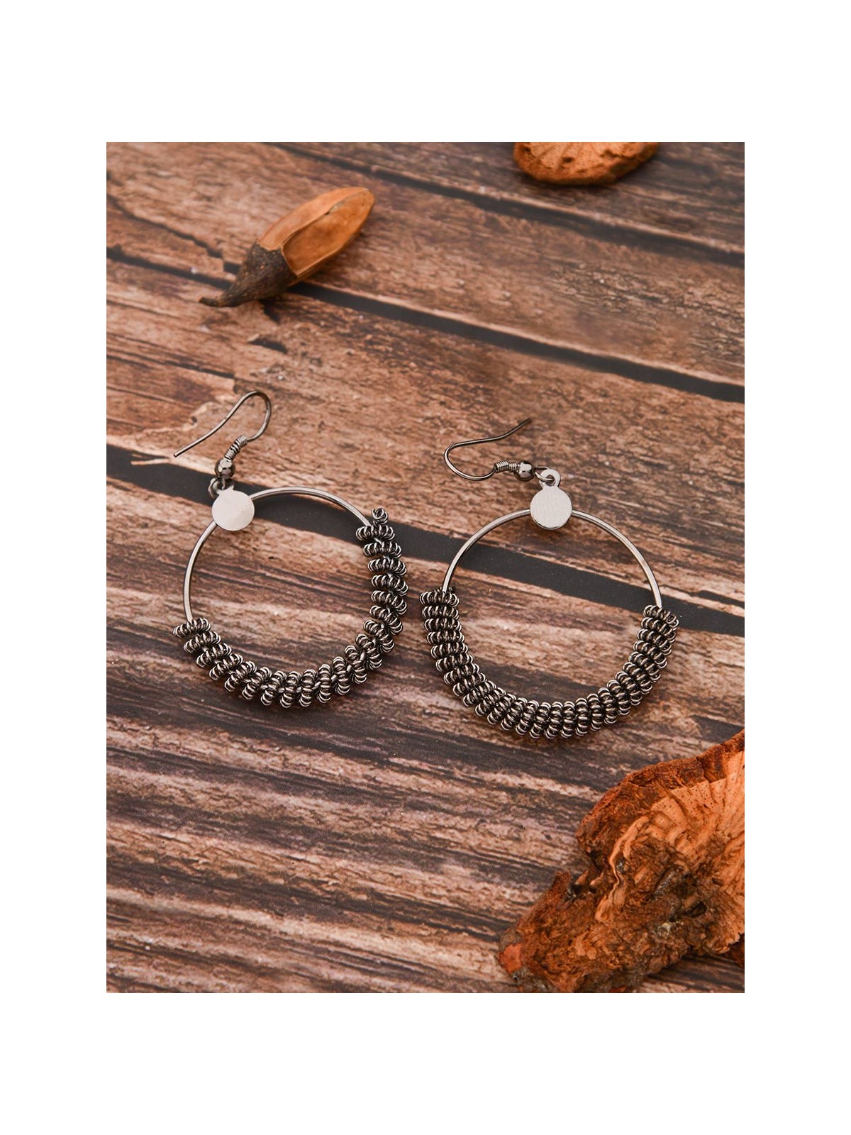 The Little Circled Mesh - Tiny Trinket Earrings - Silver