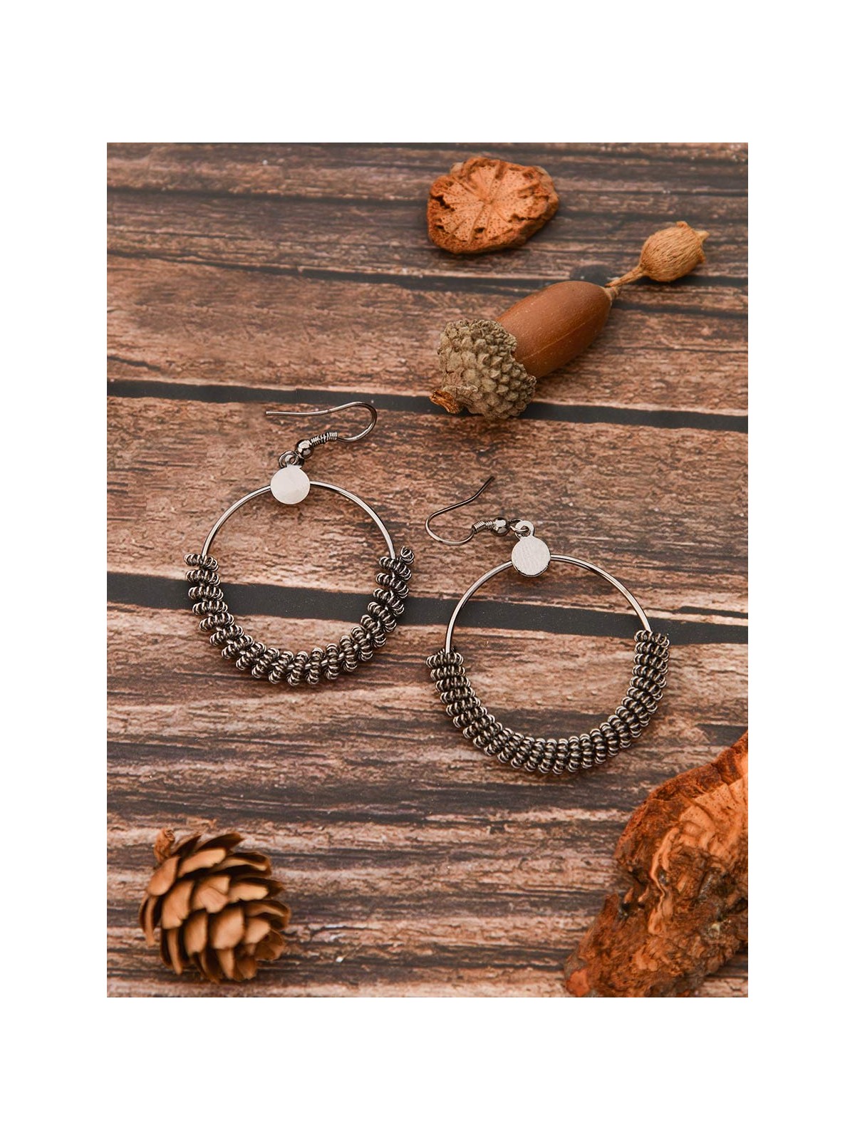 The Little Circled Mesh - Tiny Trinket Earrings - Silver