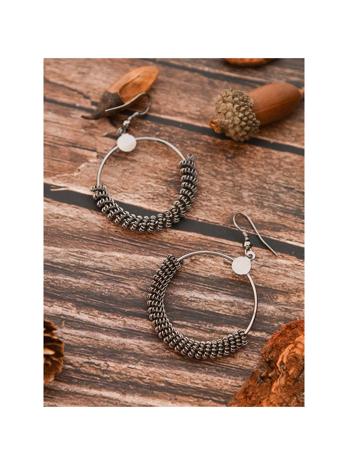 The Little Circled Mesh - Tiny Trinket Earrings - Silver
