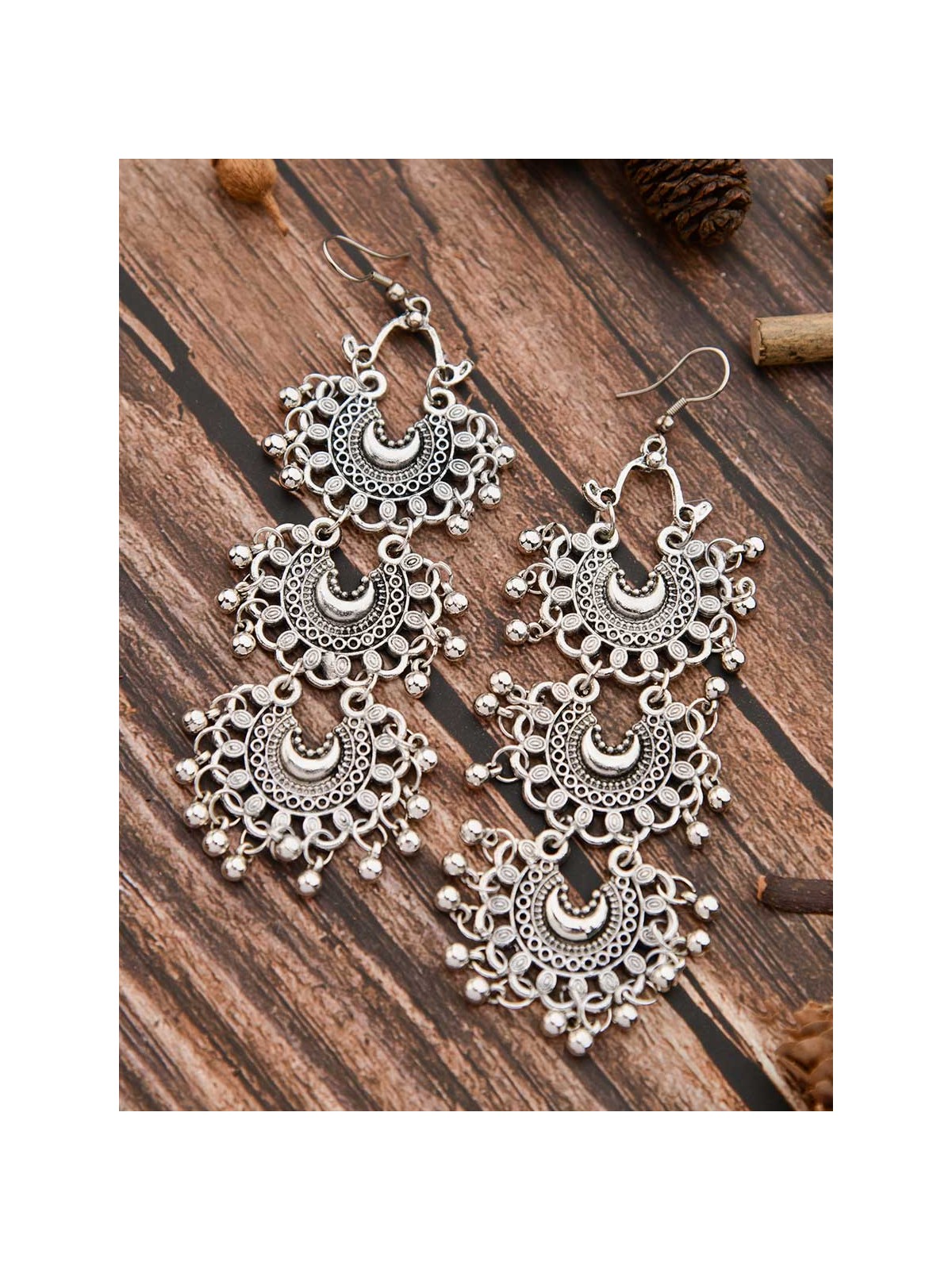 The Triple Moons - Oxidised Boho Earrings