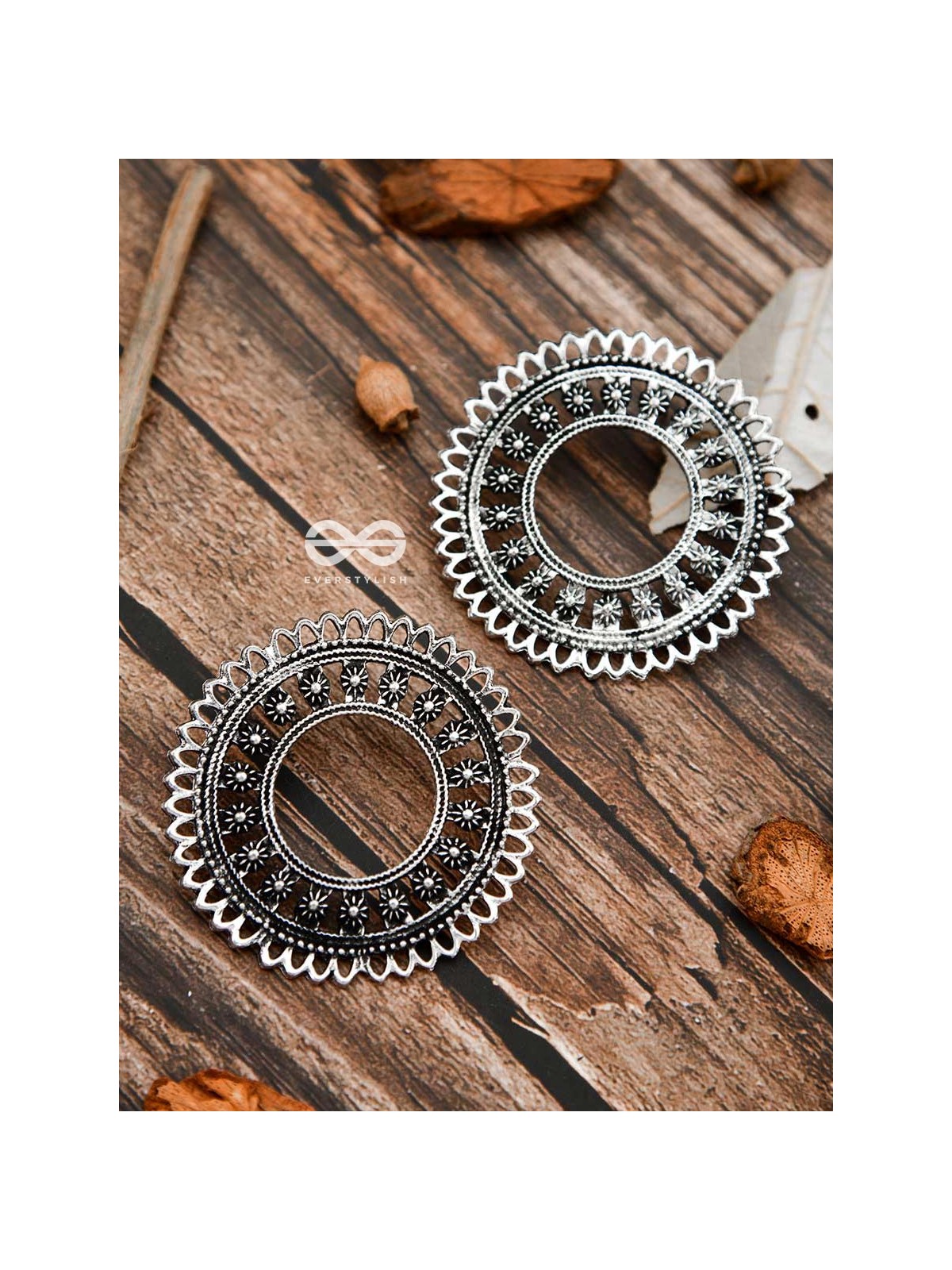 The Floral Sun - Oxidised Boho Earrings