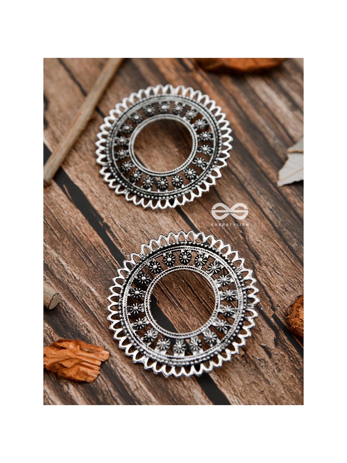 The Floral Sun - Oxidised Boho Earrings