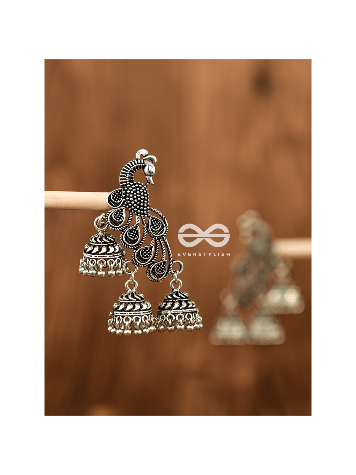 The Intricate Peacocks - Triple Boho Jhumki Earrings