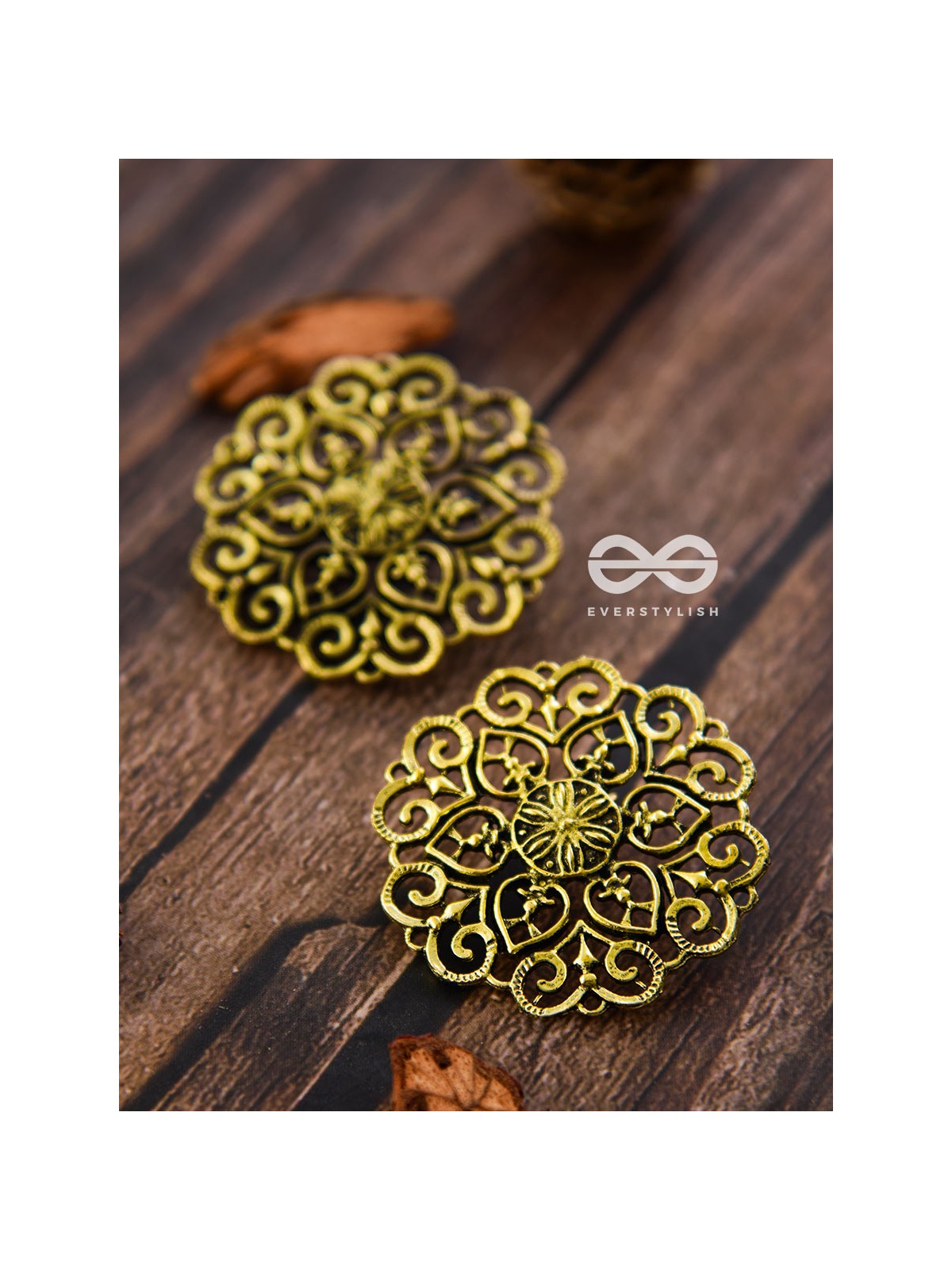 The Golden Emblem Studs - Oxidised Boho Earrings