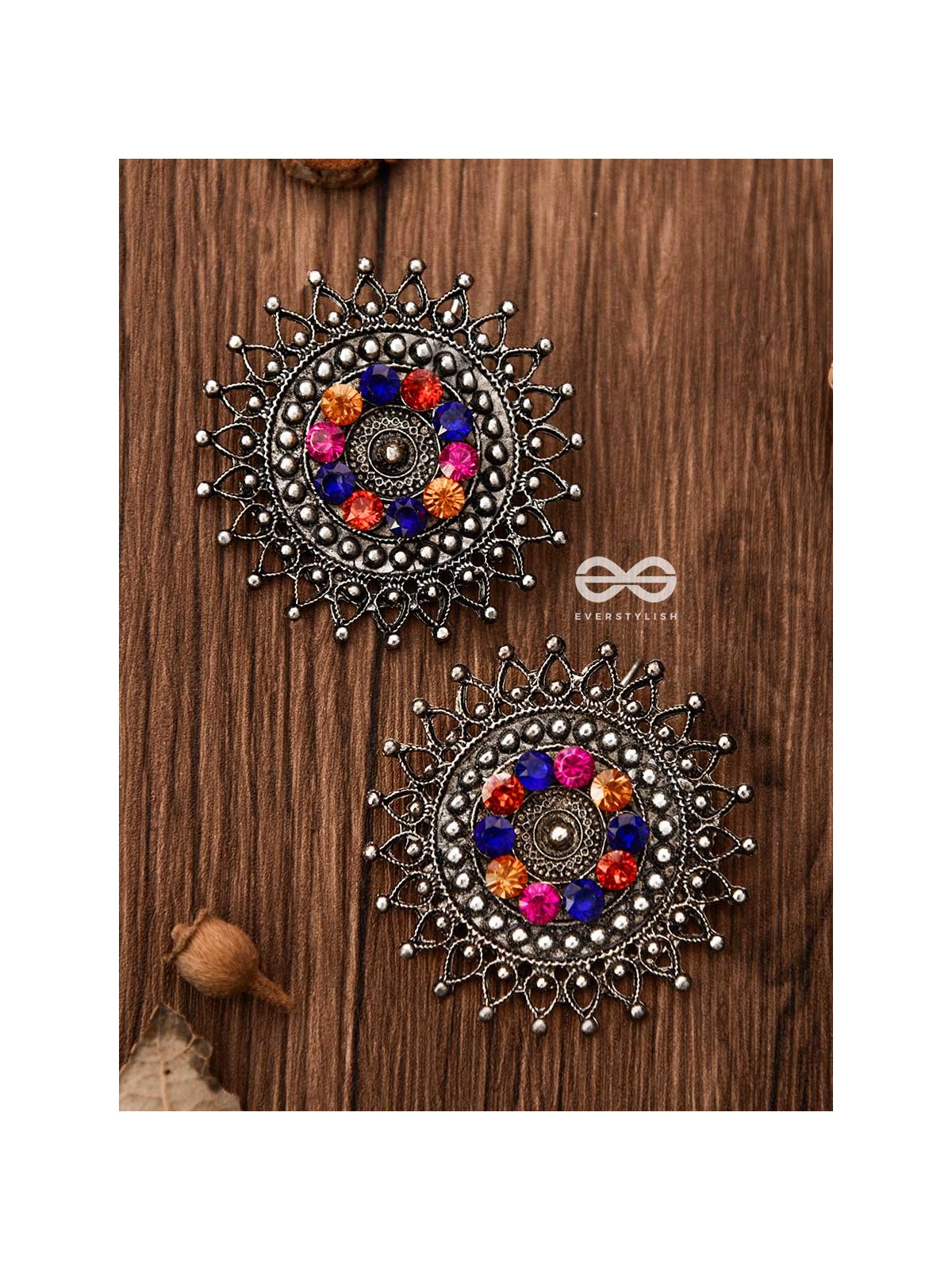 A Colourful Dark Fantasy -Oxidised Boho Earrings
