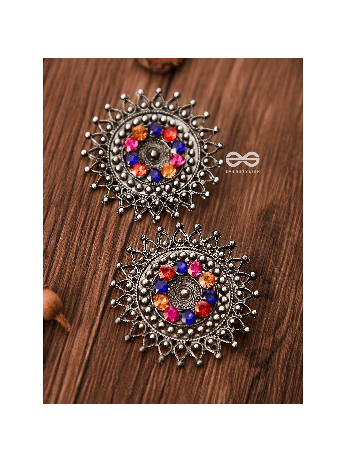 A Colourful Dark Fantasy -Oxidised Boho Earrings