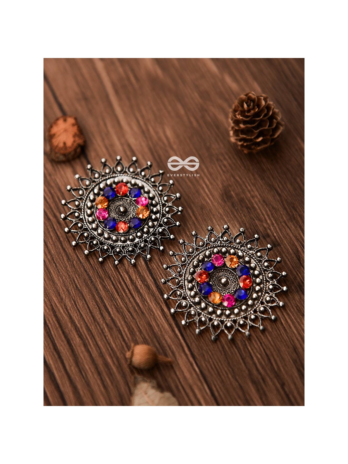 A Colourful Dark Fantasy -Oxidised Boho Earrings