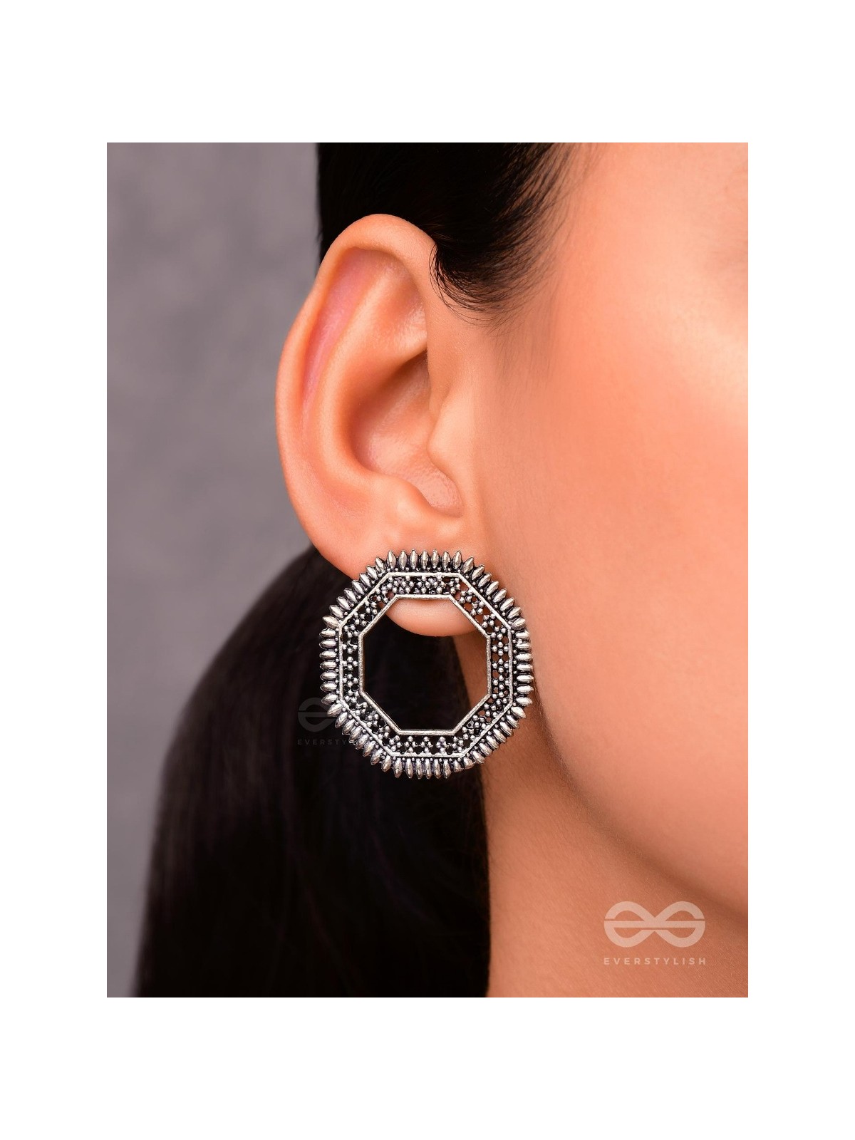 The Little Bohemian Hexagons - Oxidised Boho Earrings