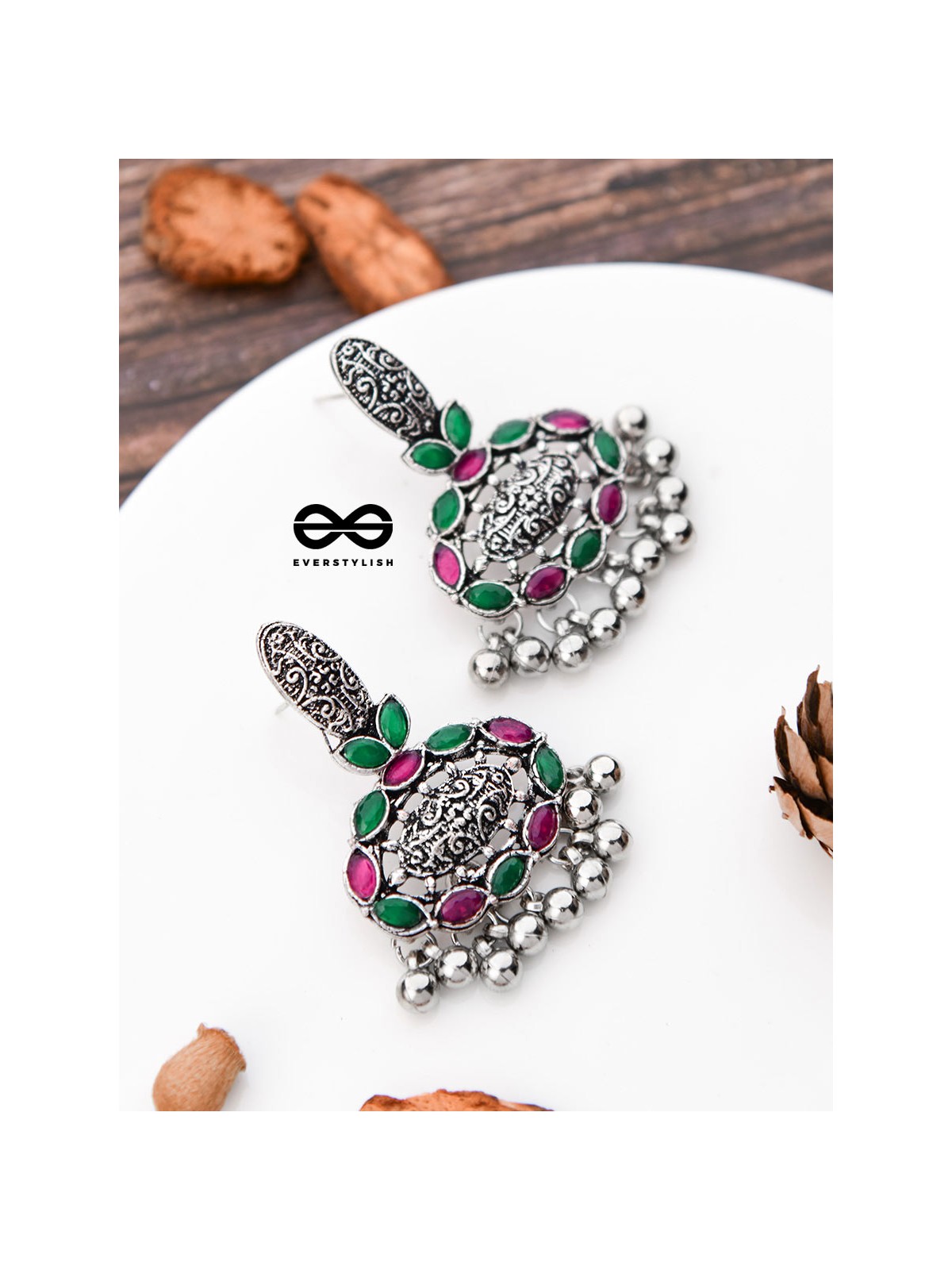The Intricate Artistry (Pink-Green) - The Embellished Oxidised Collection