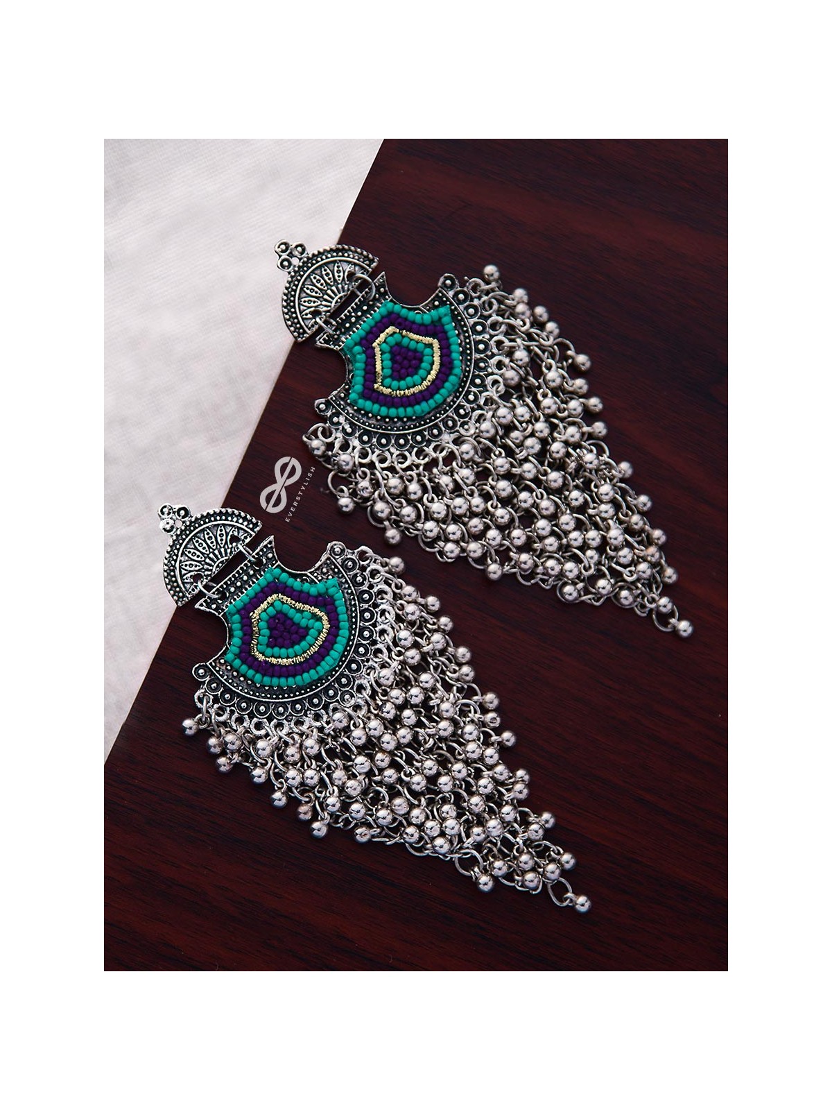 The Bohemian Jhaalar Statement Makers (Blue Hues) - The Embroidered Oxidised Collection