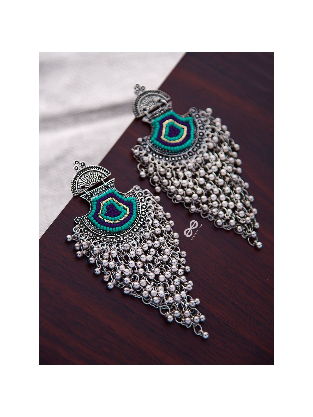 The Bohemian Jhaalar Statement Makers (Blue Hues) - The Embroidered Oxidised Collection
