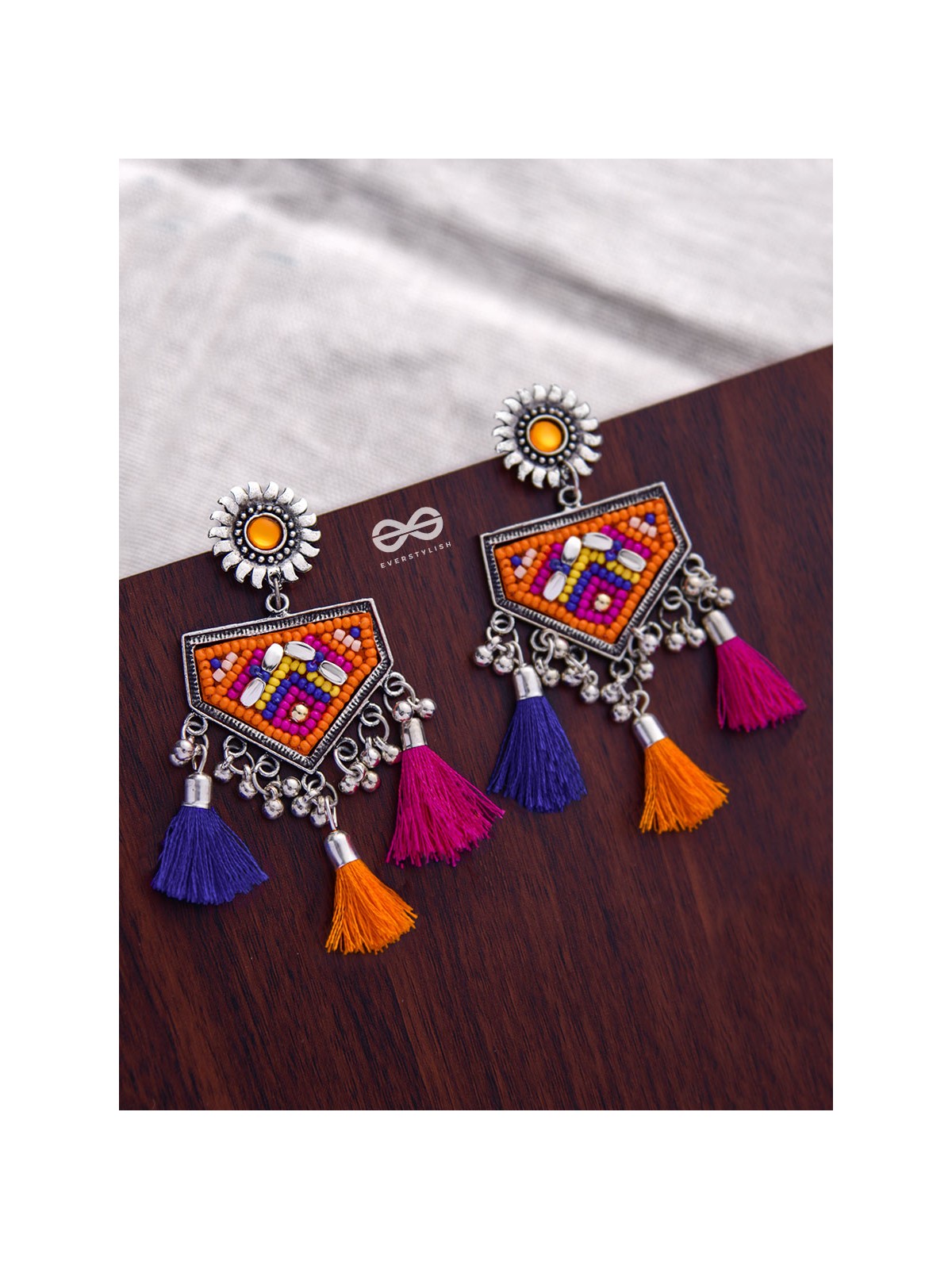 The Playful Desire (Pink-Blue-Orange) - The Embroidered Oxidised Collection