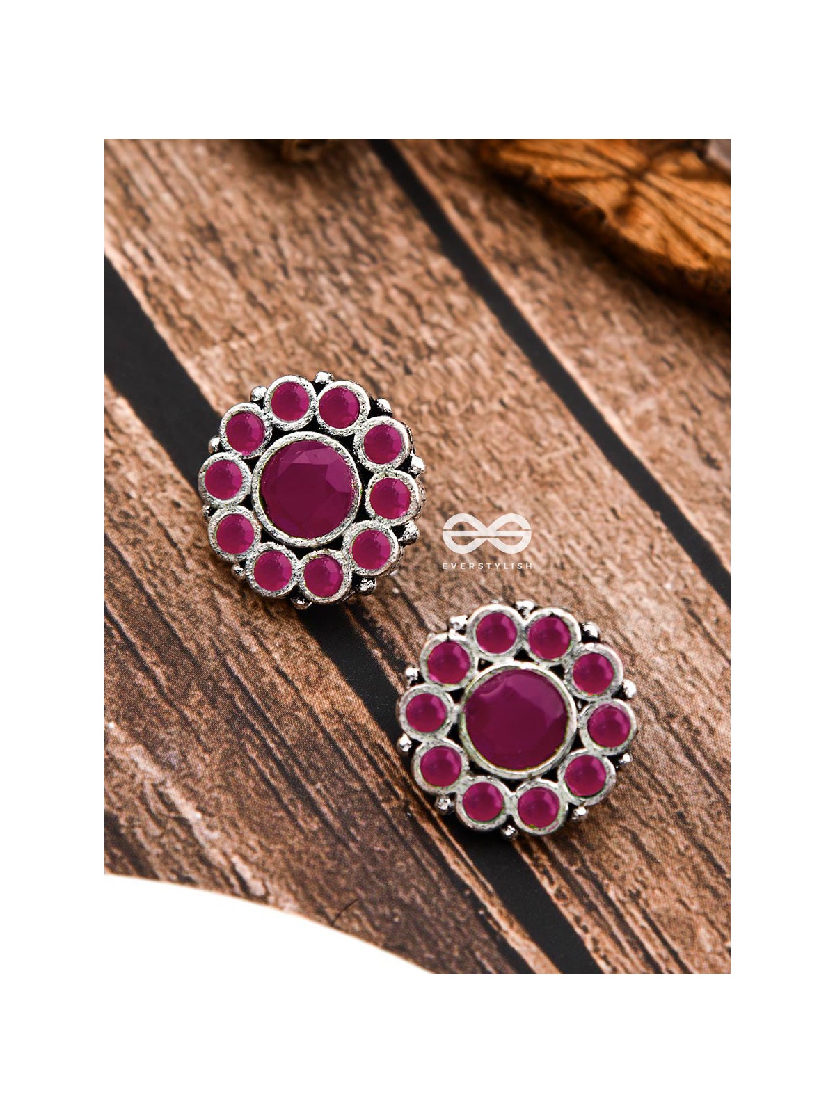 The Bling Button Studs - Ruby Red - Tiny Trinket Earrings