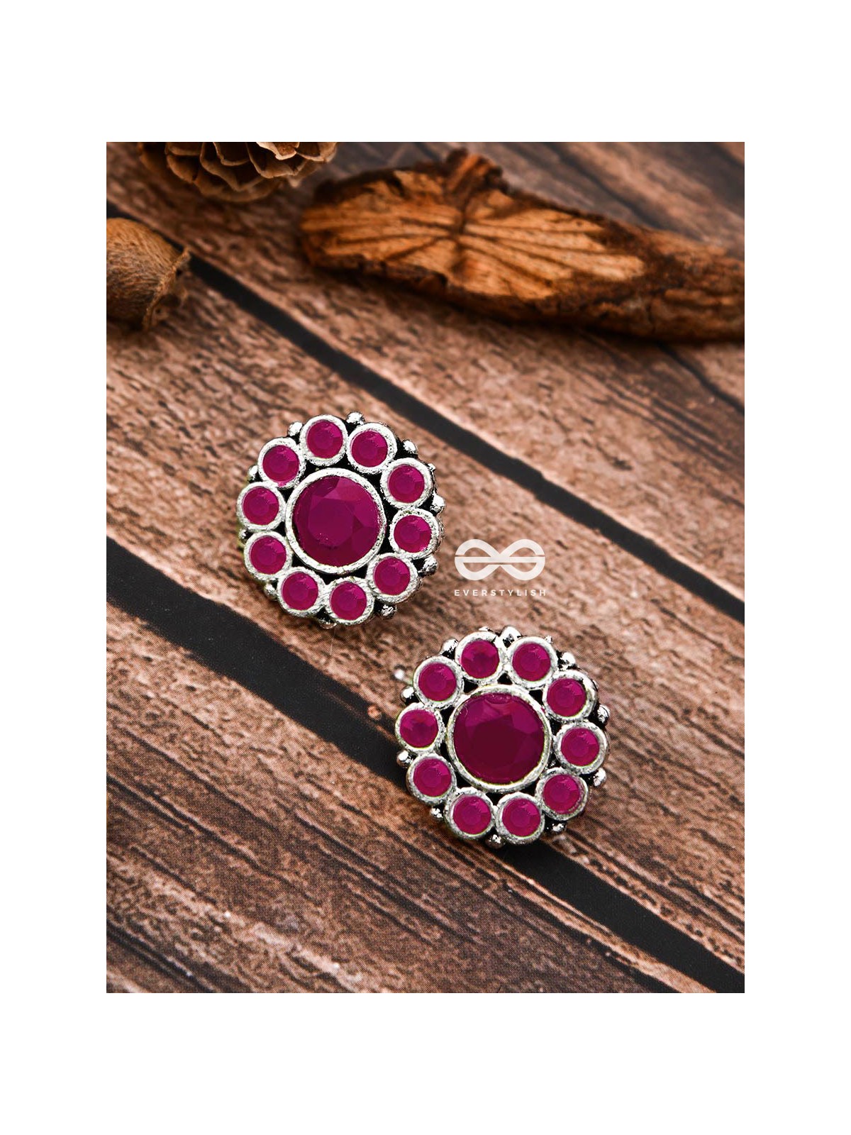 The Bling Button Studs - Ruby Red - Tiny Trinket Earrings