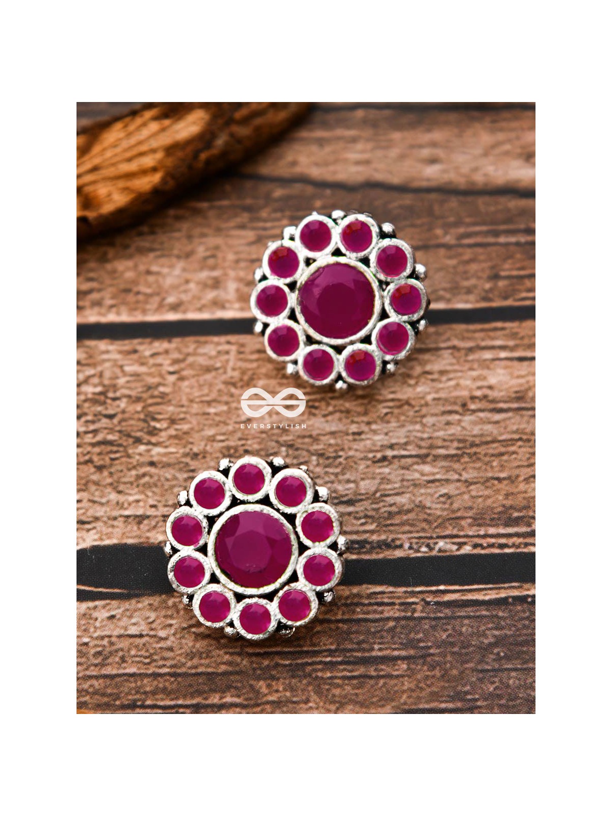 The Bling Button Studs - Ruby Red - Tiny Trinket Earrings