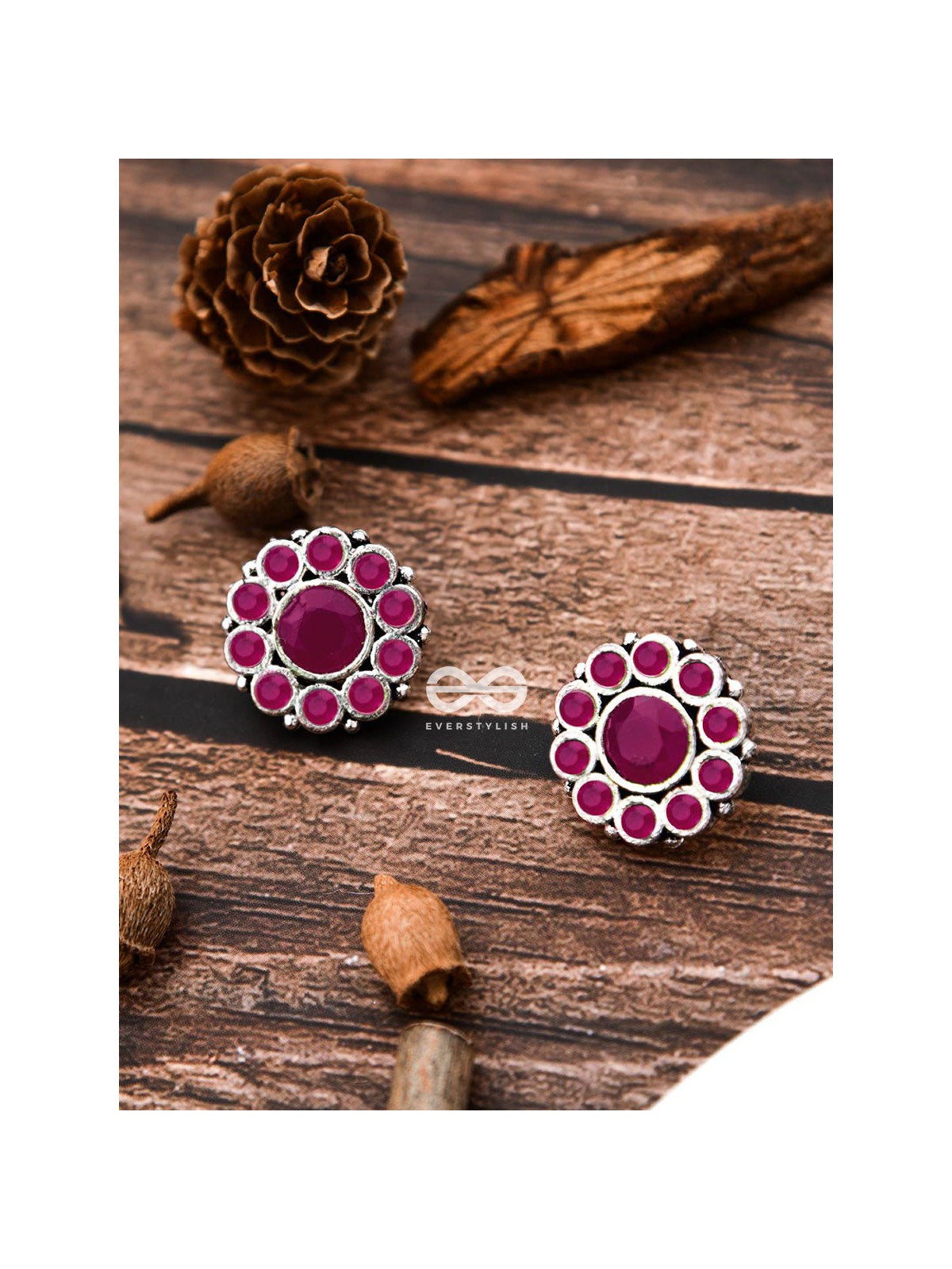 The Bling Button Studs - Ruby Red - Tiny Trinket Earrings