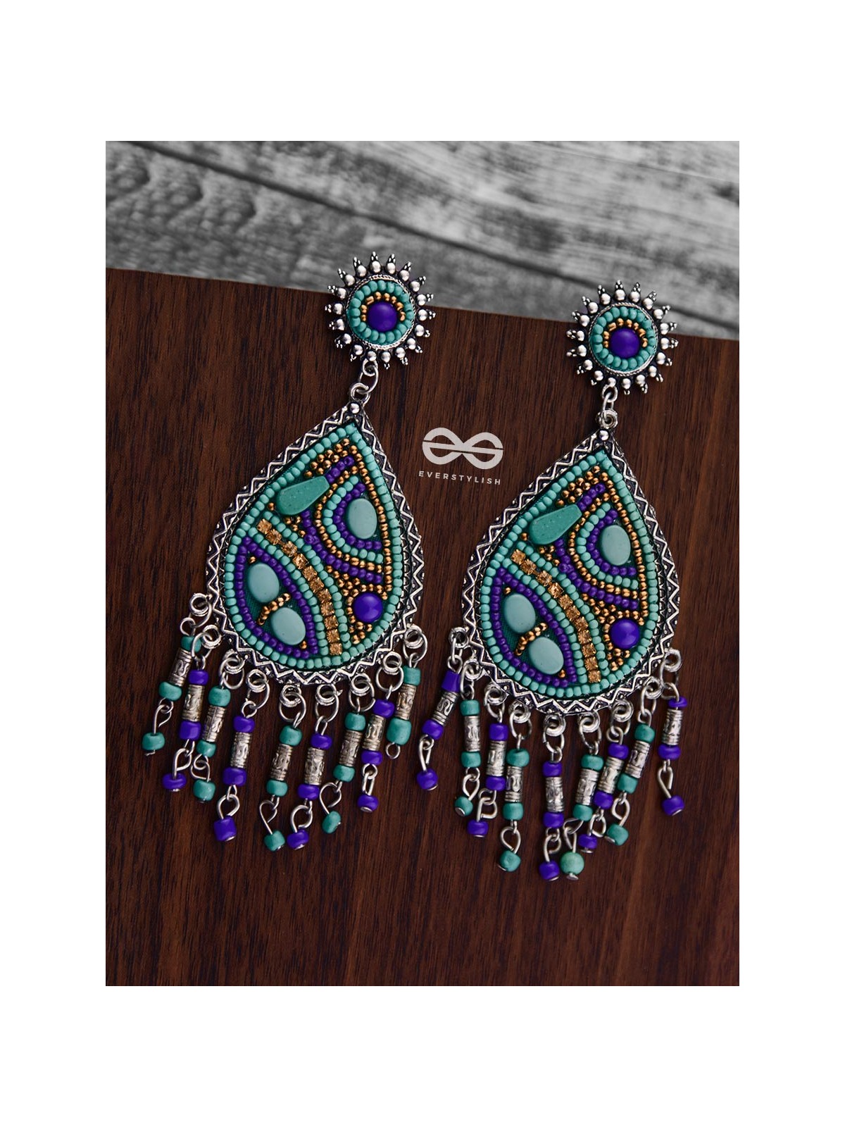 The Mesmerising Intricacy (Blue Hues) - Embroidered Oxidised Collection