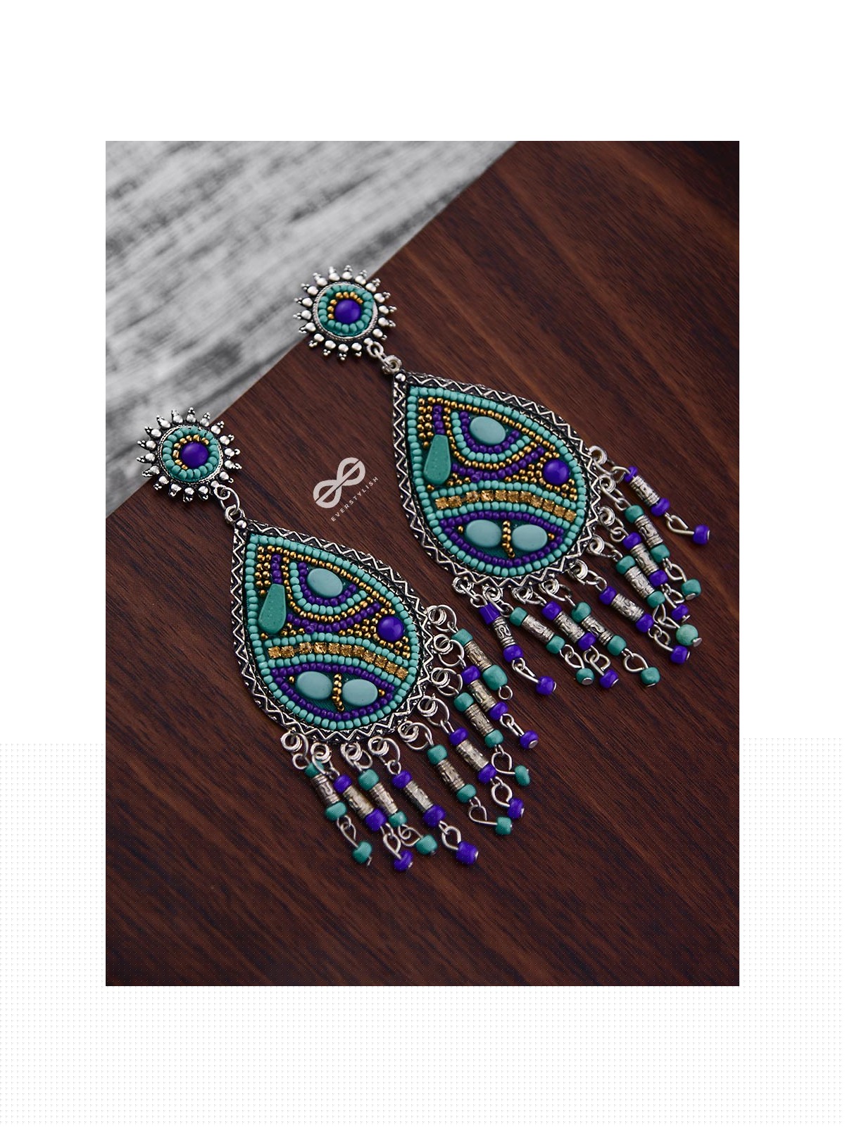 The Mesmerising Intricacy (Blue Hues) - Embroidered Oxidised Collection