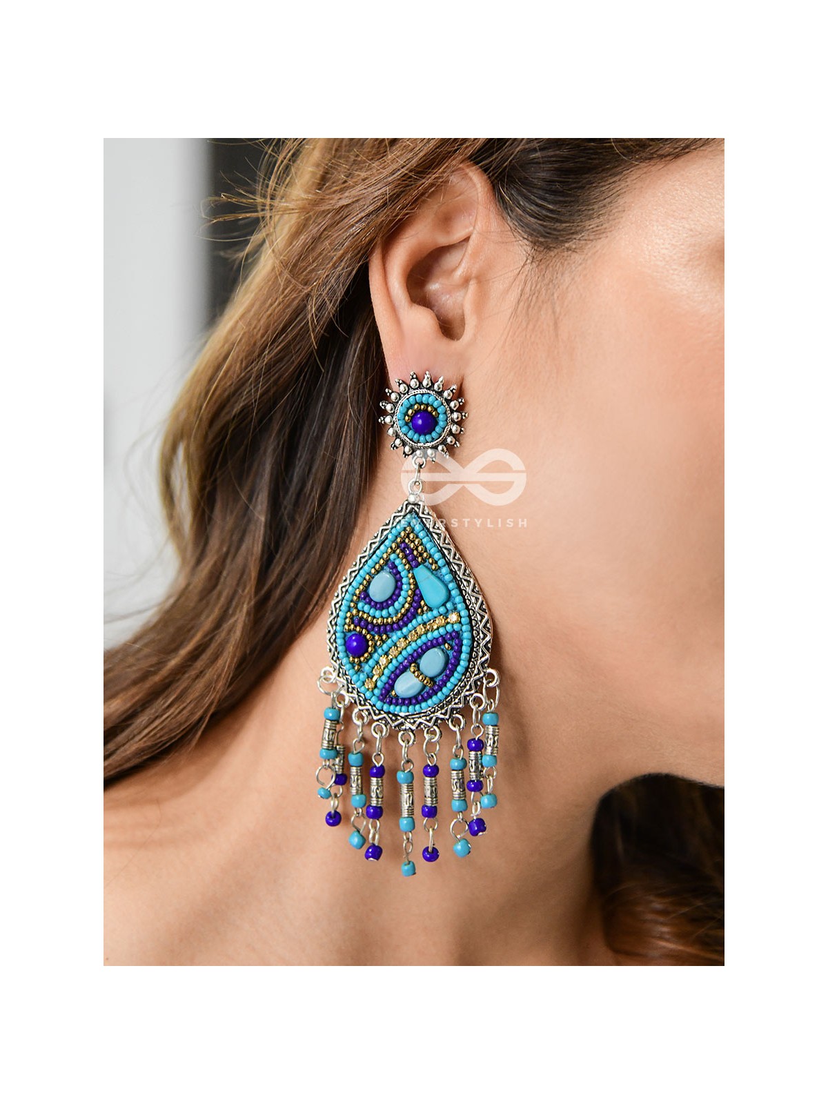 The Mesmerising Intricacy (Blue Hues) - Embroidered Oxidised Collection