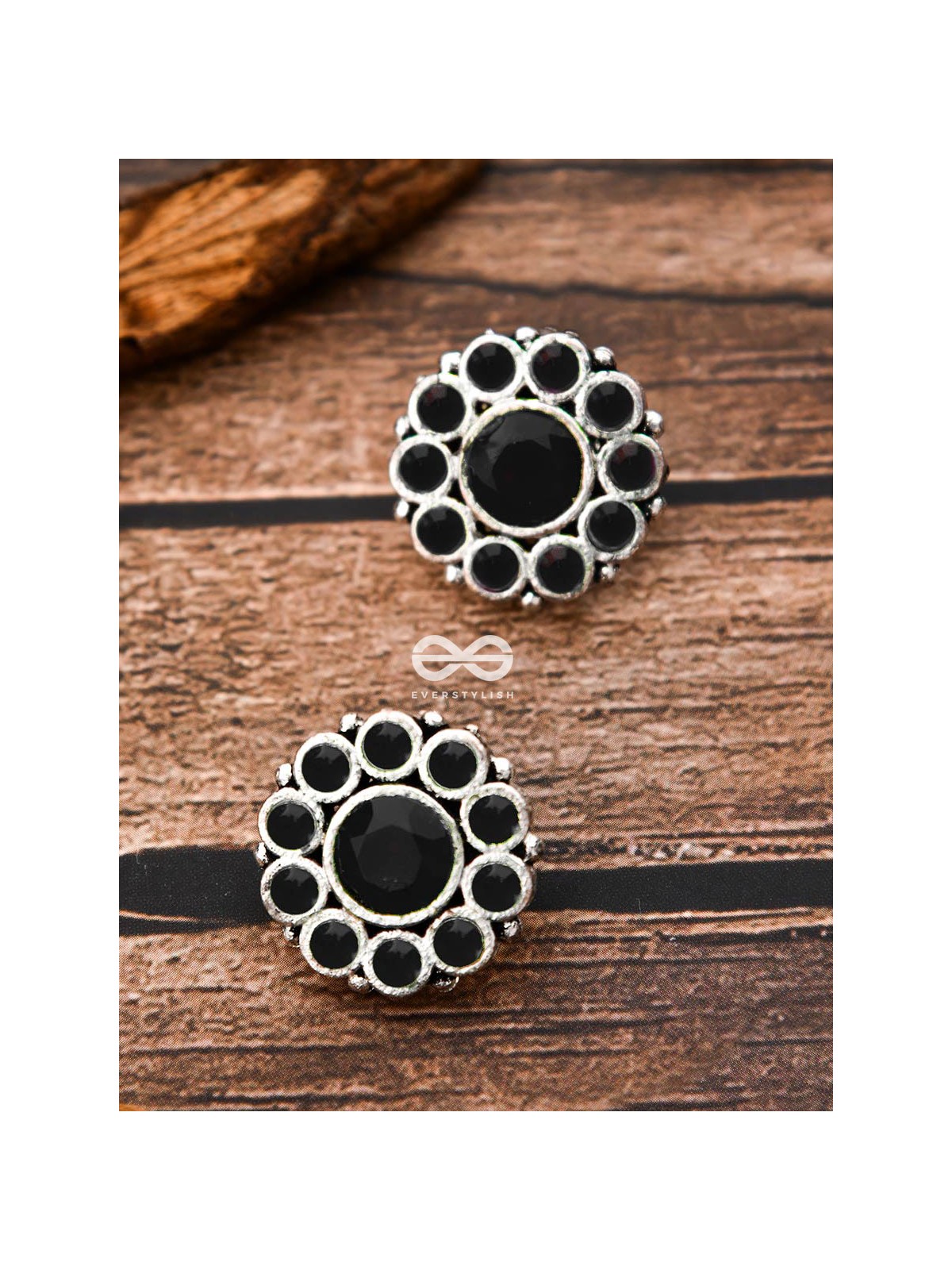 The Bling Button Studs - Onyx Black - Tiny Trinket Earrings