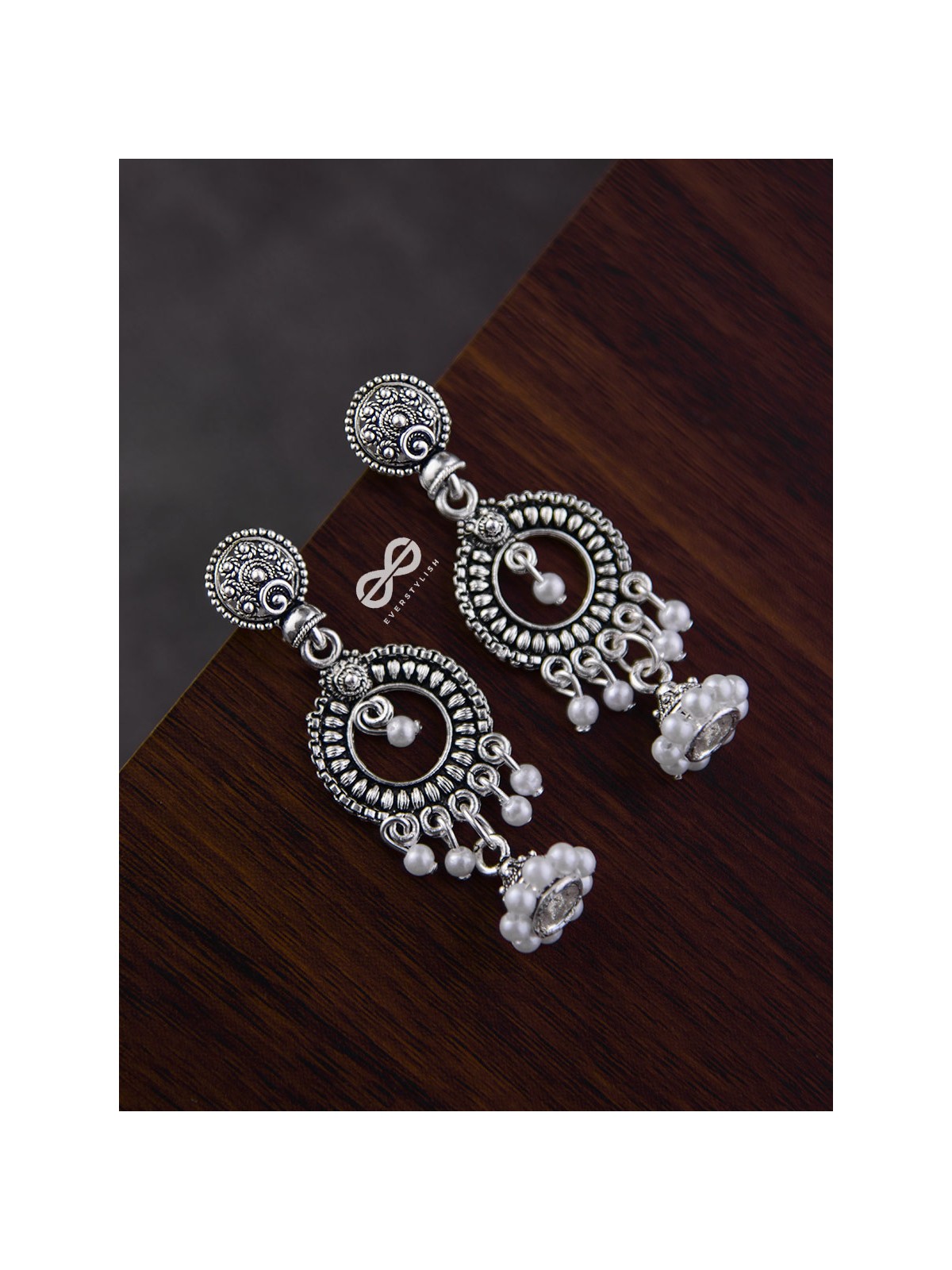The Little Rounded Layered Jhumkis - Oxidised Boho Earrings