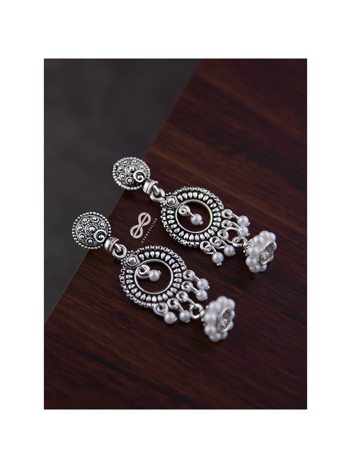 The Little Rounded Layered Jhumkis - Oxidised Boho Earrings
