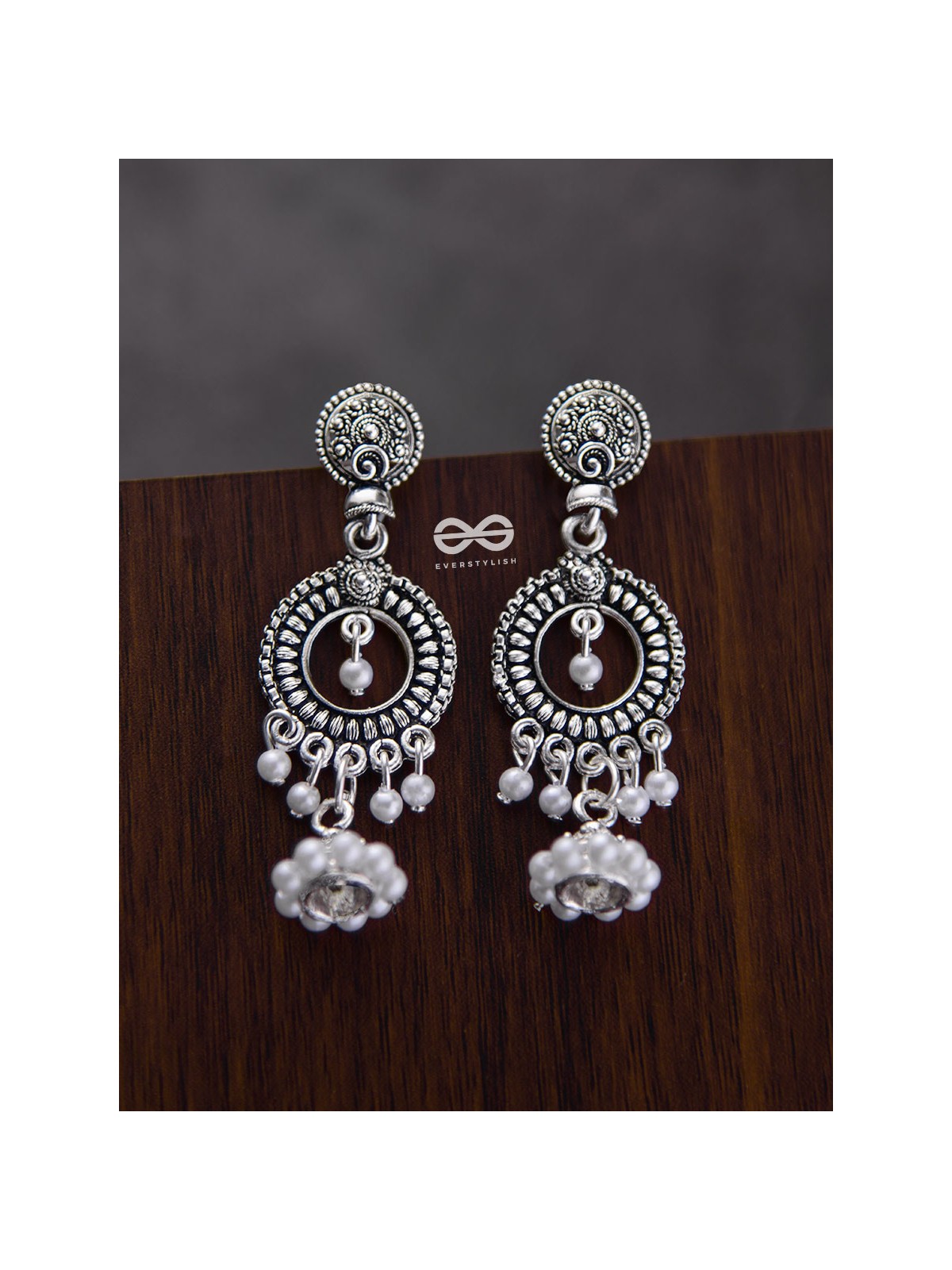 The Little Rounded Layered Jhumkis - Oxidised Boho Earrings