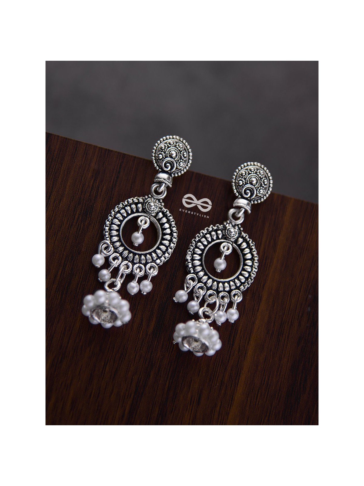 The Little Rounded Layered Jhumkis - Oxidised Boho Earrings