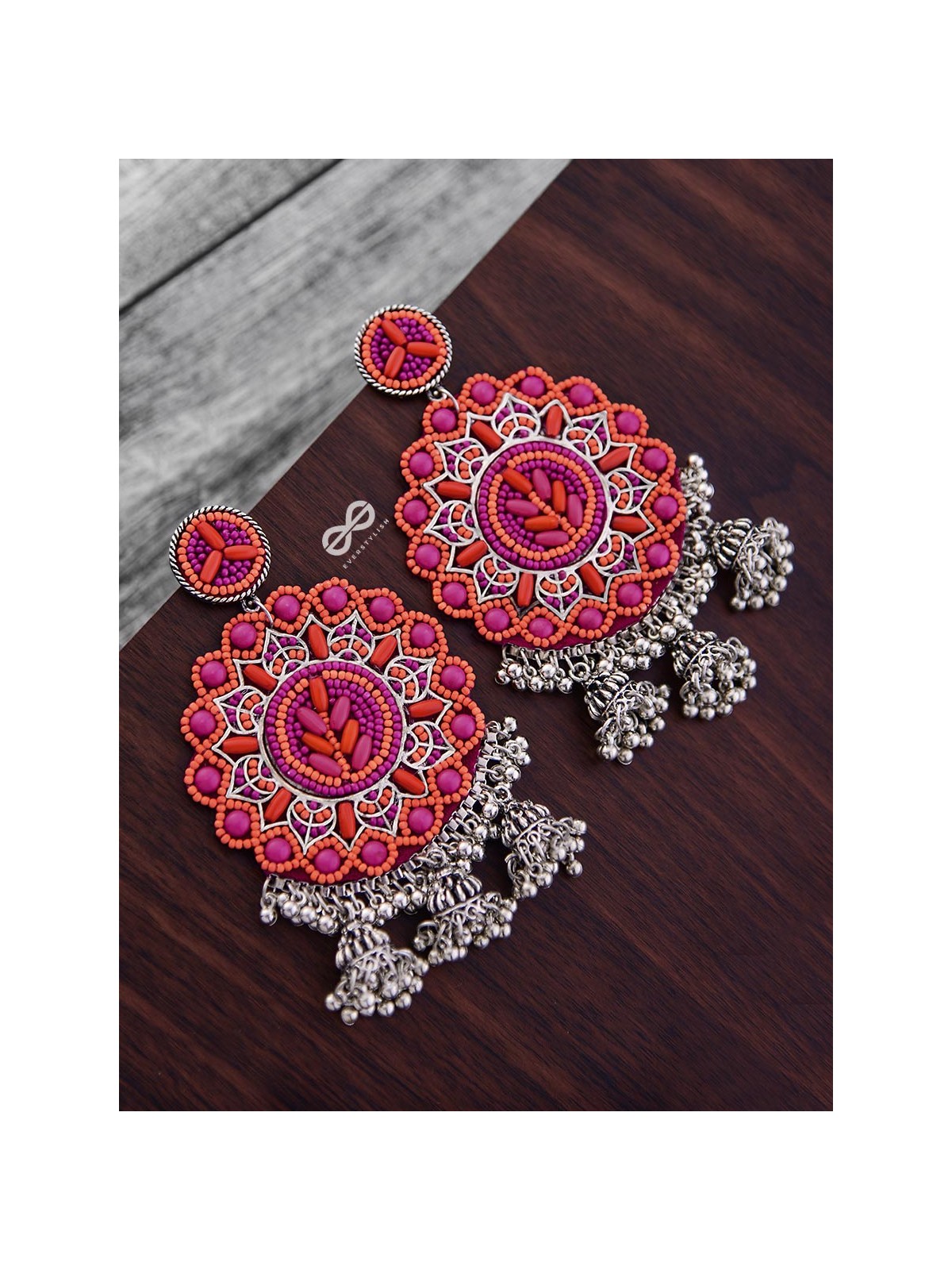 The Stunning Jaw-Droppers (Orange-Pink) - Embroidered Oxidised Collection