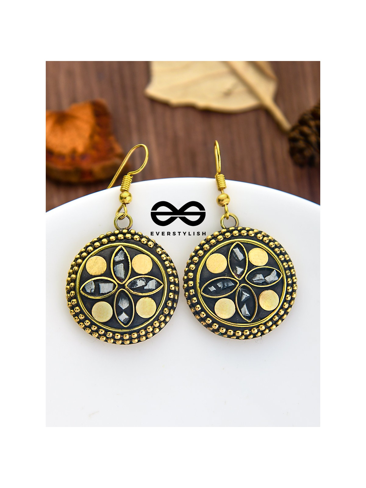 The Tribal Intricate Danglers (Golden) - Oxidised Boho Earrings