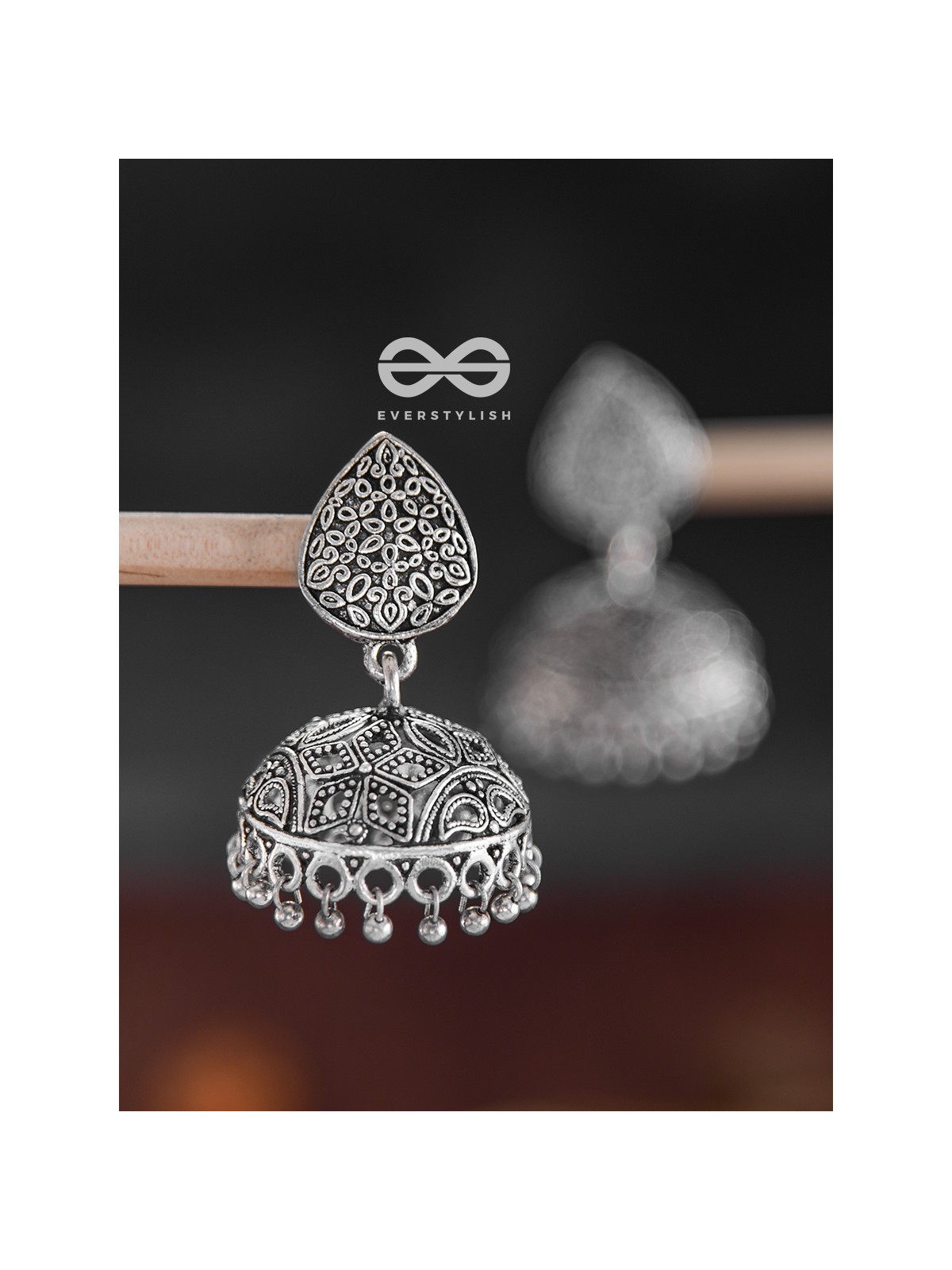 The Intricate Statement - Oxidised Boho Jhumkas